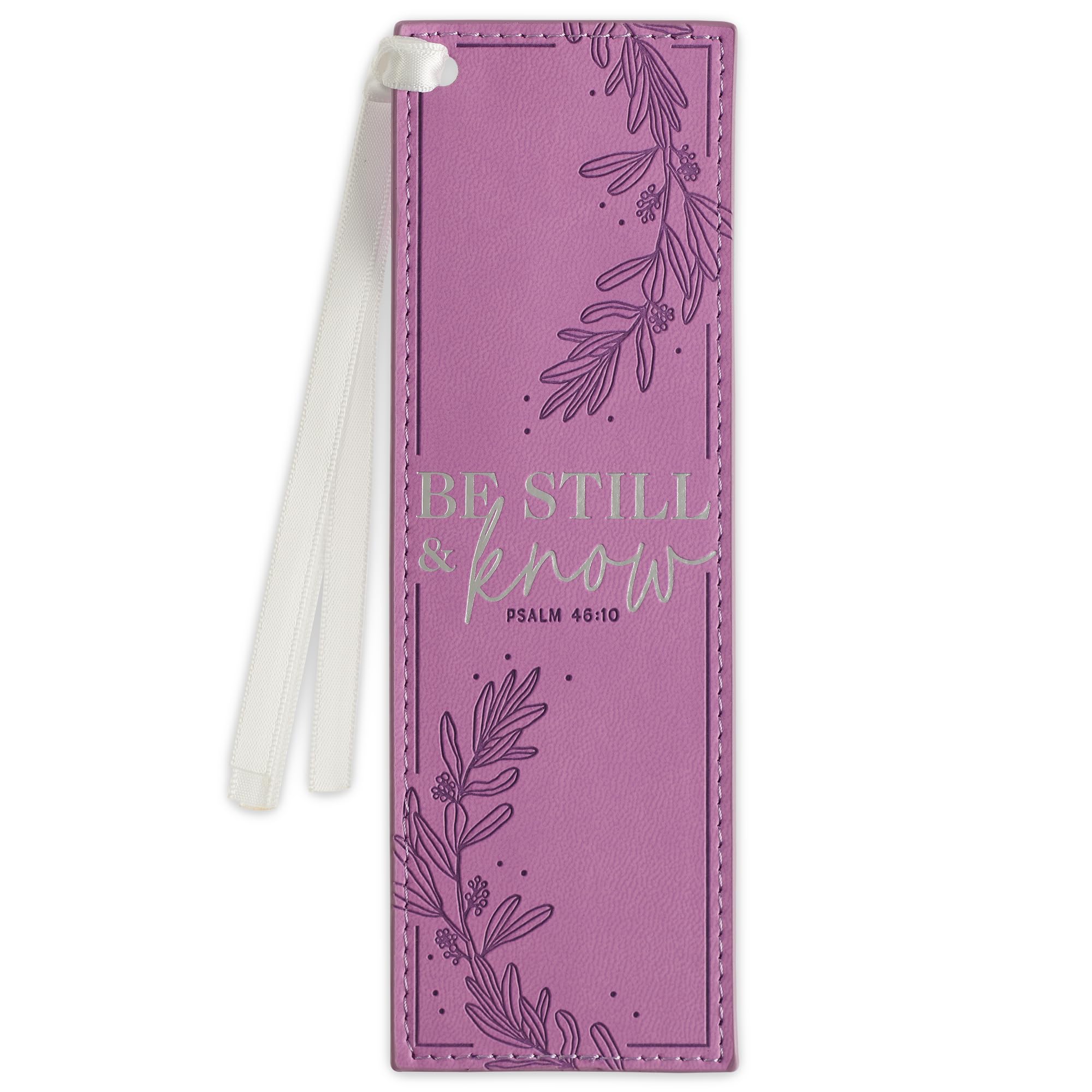 Christian Art Gifts Faux Leather Bookmark for Women: Be Still and Know