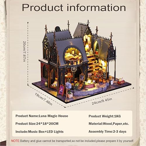 Miniatura 2 de CUTEROOM Casa de muñecas en miniatura con muebles, kit de casa de muñecas en miniatura para bricolaje, kit de casa de muñecas de bricolaje más luz