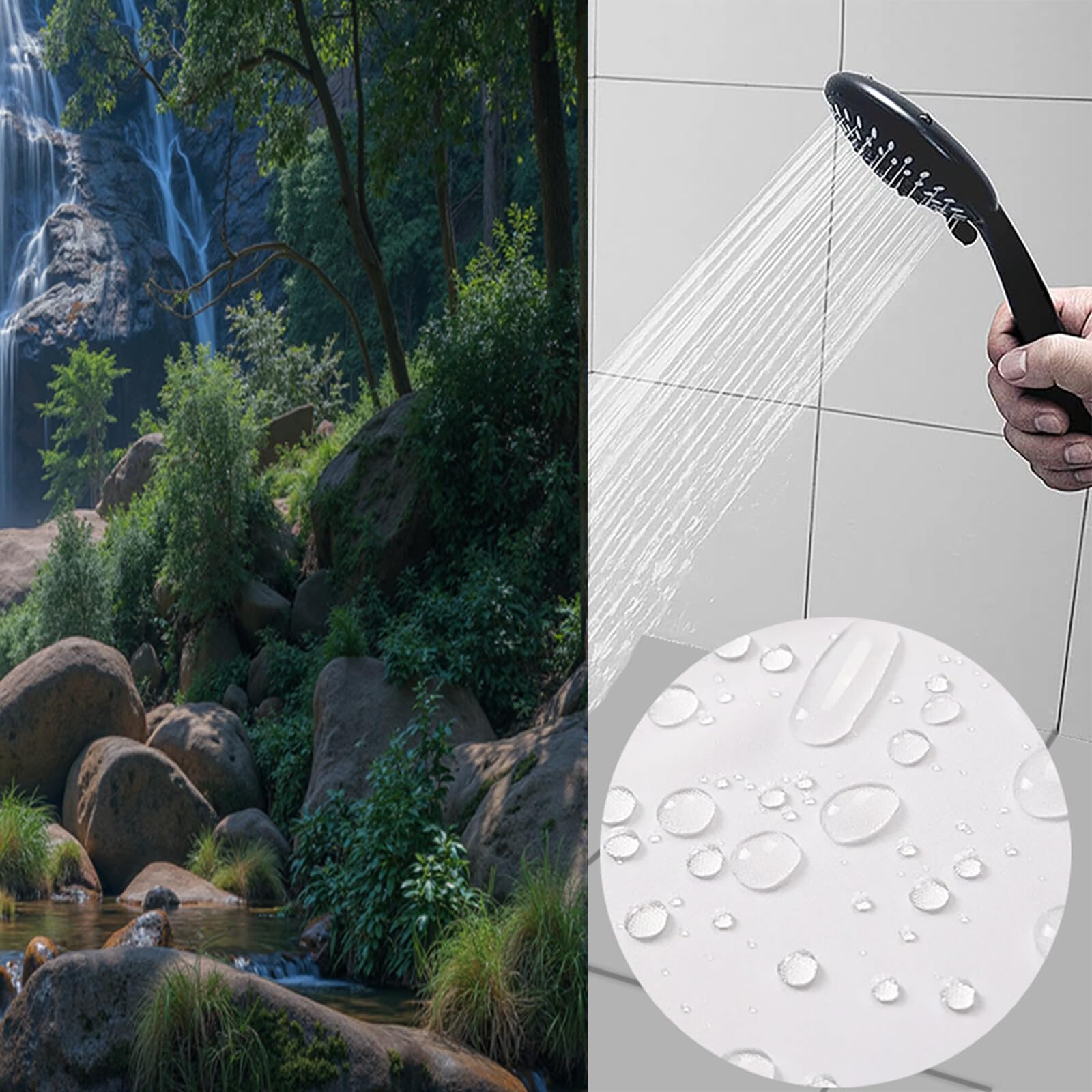 Rideau Douche,Rideau Baignoire Lavable en Machine Rideaux Douche Tissus Lavable Rideau De Baignoire Lavable pour Salle De Bain Domicile Baignoire Famille,Forêt De Cascades,