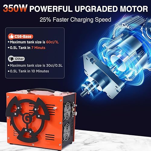 Miniatura 4 de Compresor de aire PCP, bomba portátil máxima de 4500 psi30 MPa, apagado automático, soporta 12 V CC o 110 V220 V CA, sin aceiteagua para paintball,