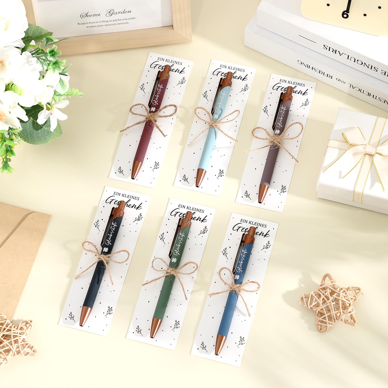 Hestya Set di Penne a Sfera, Regalo di Ringraziamento per Colleghi e Insegnanti, Regalo di Commiato e di Laurea (36, Glücksstift)