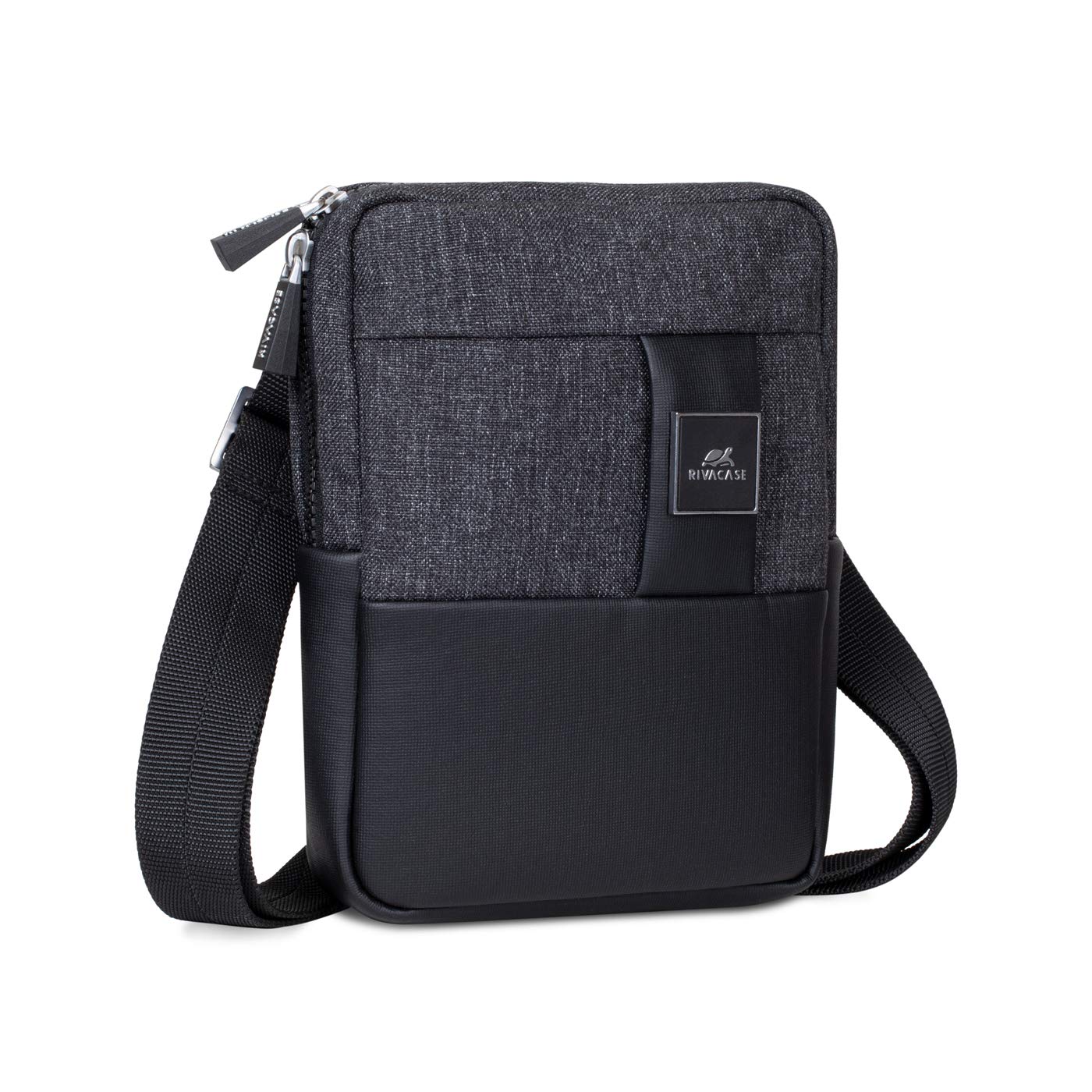 Rivacase Sac à bandoulière pour tablettes jusqu'à 8" - Sac à bandoulière en cuir synthétique et polyester de qualité supérieure avec bandoulière réglable, Noir, s