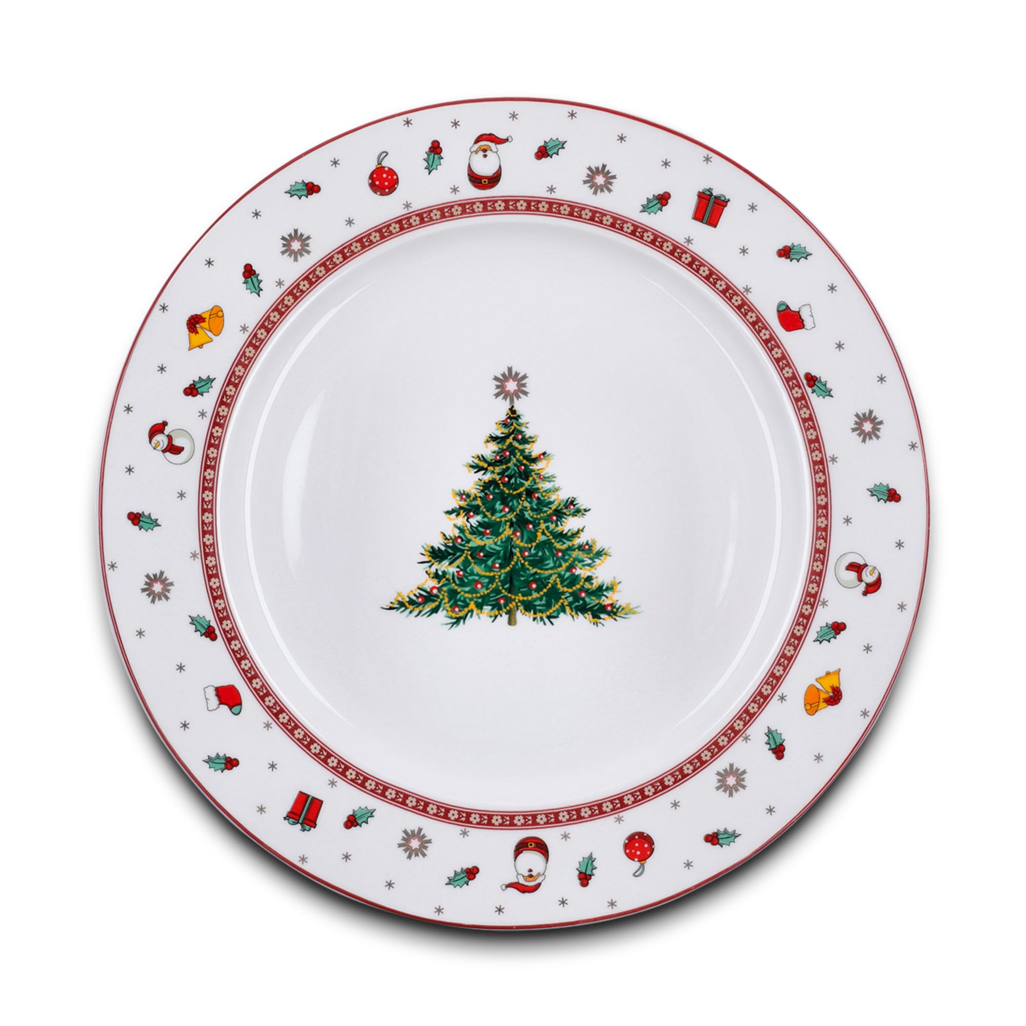Peill+Putzler Germany Weihnachtsgeschirr,großer Keksteller mit Weihnachtsmuster, Geschirr für Weihnachten, feinstes Bon China Porzellan in weiß, mit Goldrand daher nur Handwäsche