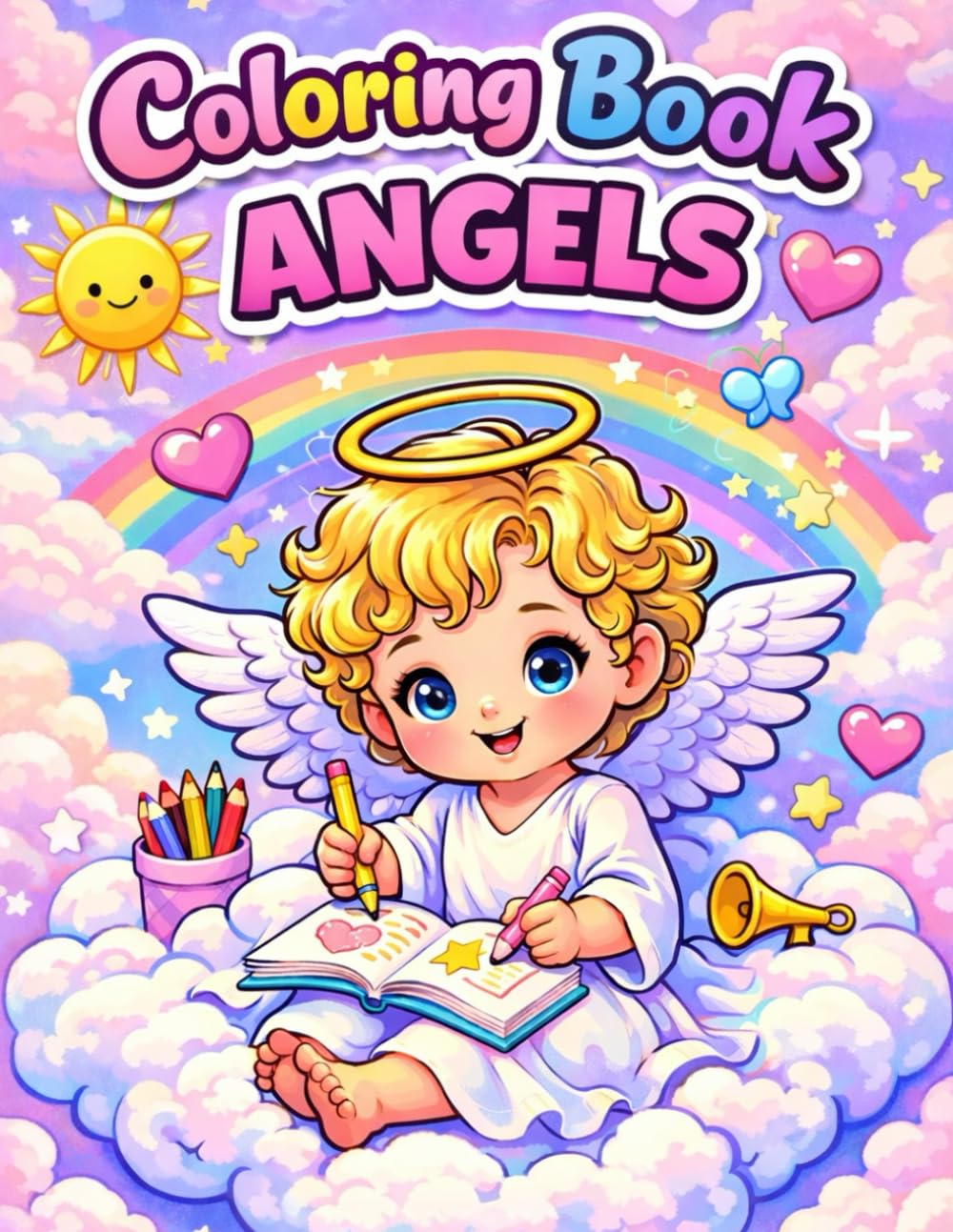 Coloring Book ANGELS for kids age 3-9: Cute Angel Coloring Pages for Kids | Fun and Relaxing Angel Coloring Book for Boys and Girls