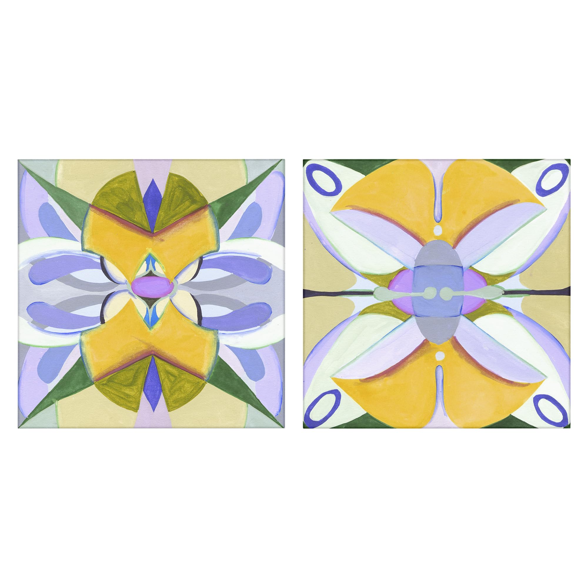 Stupell Industries Kaleidoscopic Geometric Flower 'Kaleidoscopic Revival Hues'| 2Pc Canvas Art Set 2