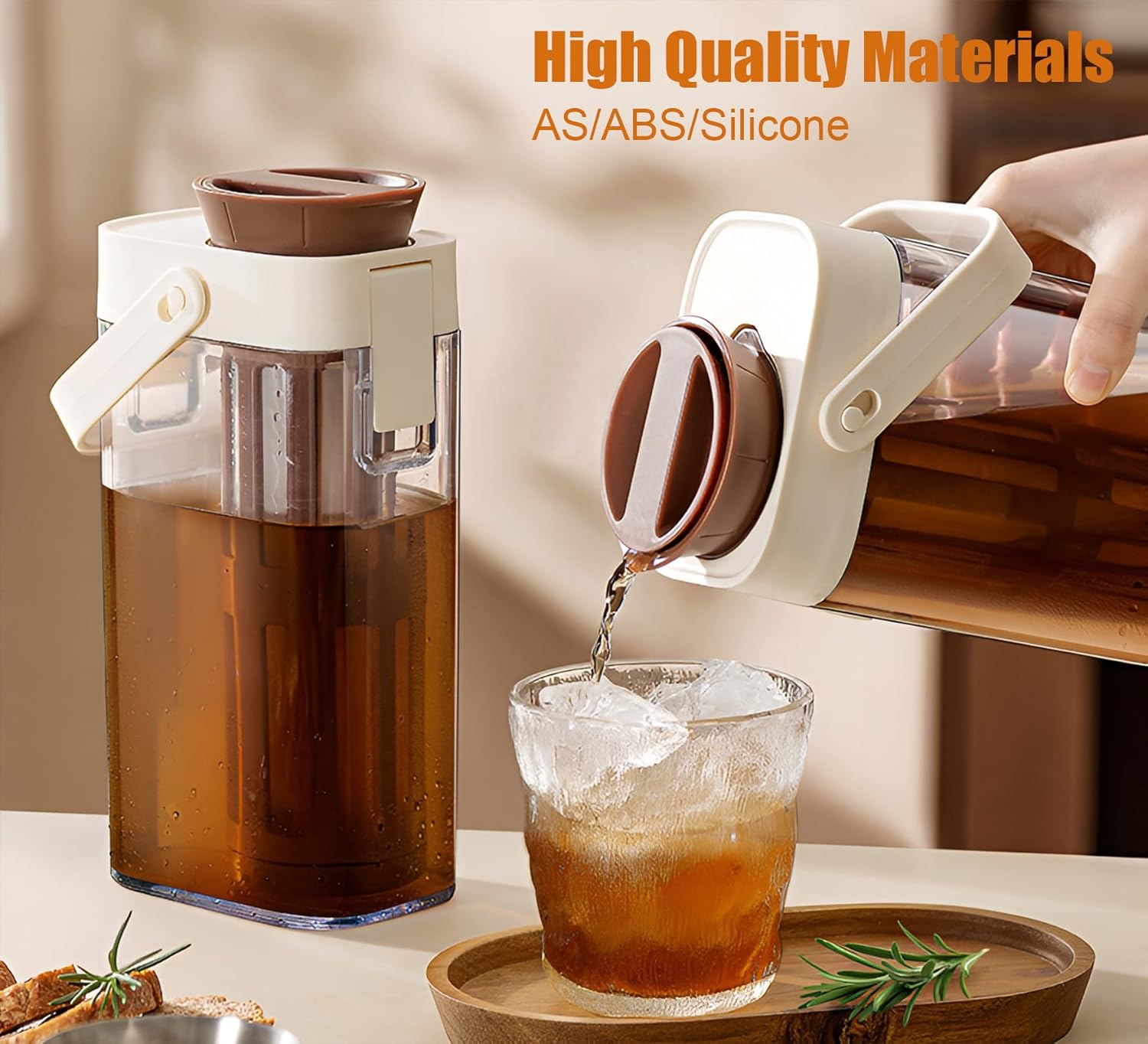 34 oz Cold Brew Coffee Maker, Cold Brew Pitcher for Fridge, Portable Cold Brew Coffee Maker, with Bottle Brush, Ice Brew Bottle for Ice Tea Coffee, Suitable for Home Outdoor Camping Trip
