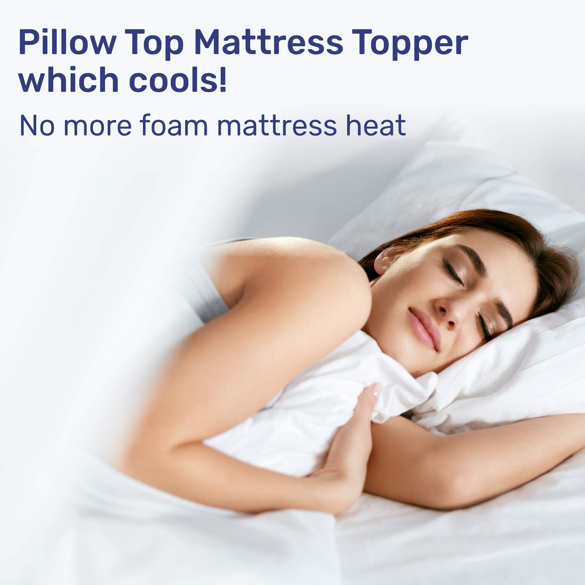 California King Cooling Mattress Topper, Pillow-Top Optimum Thickness, Soft 100% Cotton Fabric, Breathable & Plush Quilted Down-Like Fill, Snug Deep Pocket fit for Mattresses 8"-20" Deep, Sleep Mantra