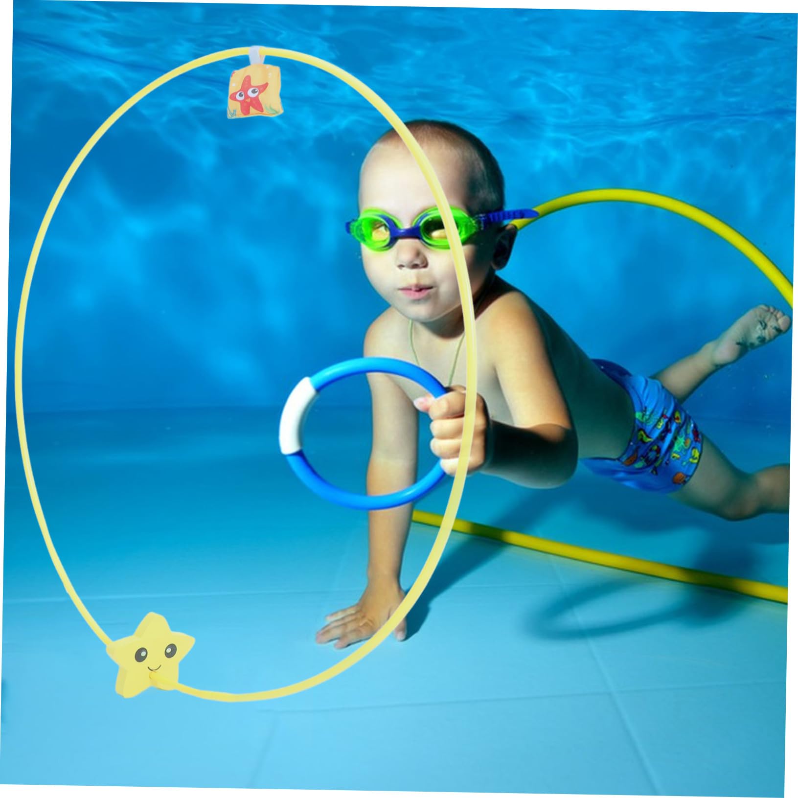 NOLITOY Anneaux de Plongée et Stimulation Tactile pour Piscine en Abs et Nylon Lot de 3 Jouets Sûrs et Résistants pour Garçon et Filles, pour Jeux de Plongée