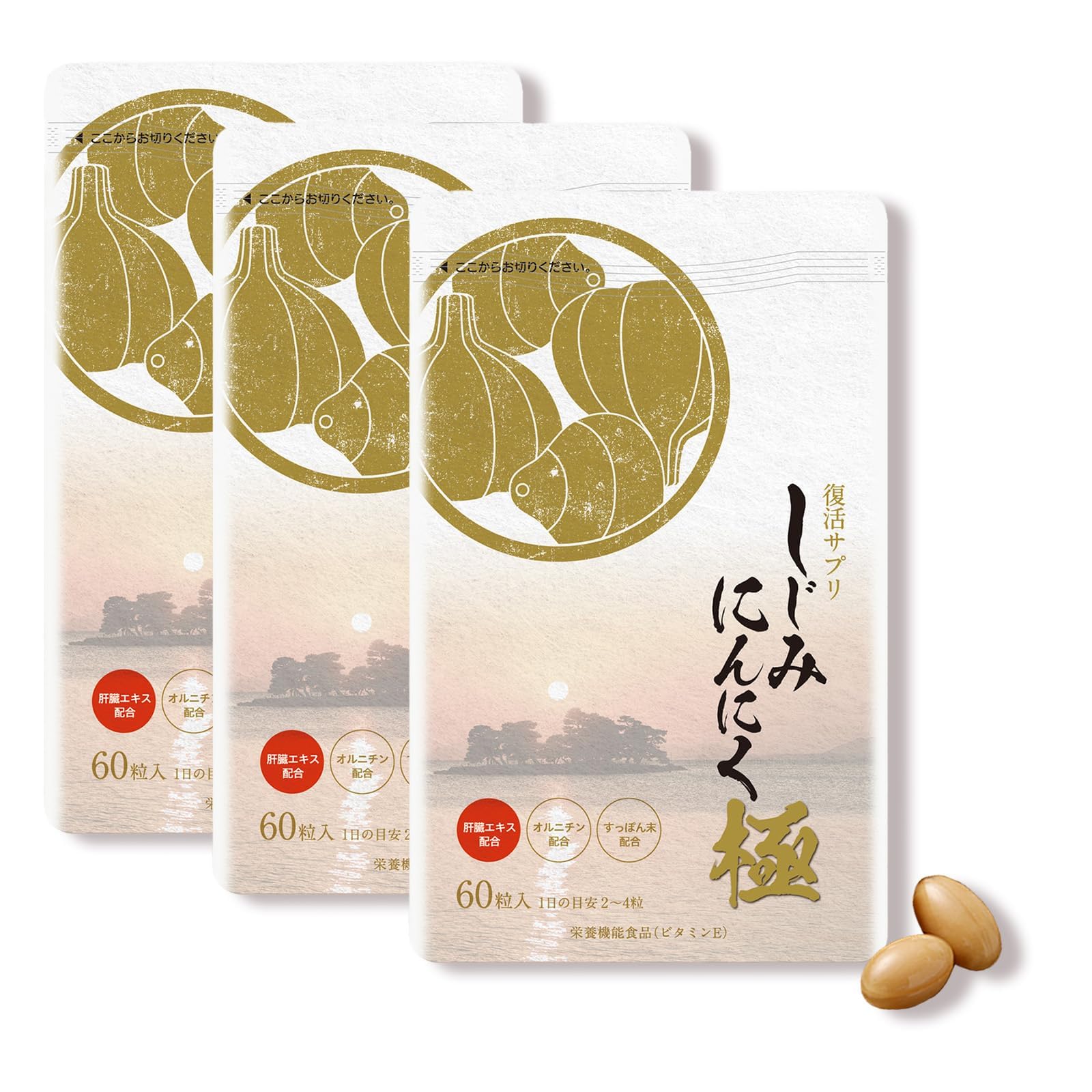 Amazon.co.jp: しじみにんにく極 3袋 180粒(約90日分) 無臭 しじみ 500 