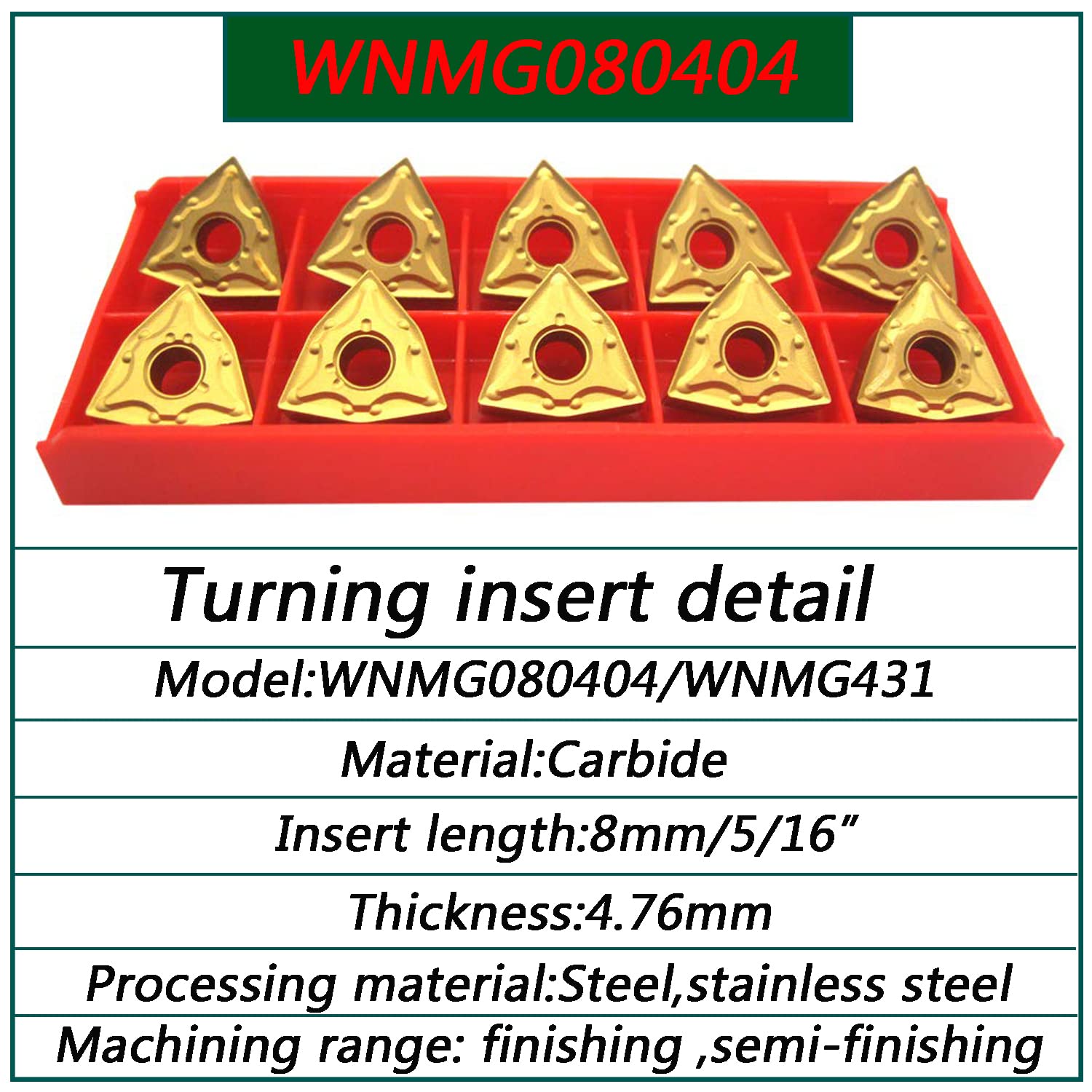 5/8" Tornio Excircle Portautensili per indicizzabile MWLNR1616H08 + tornio in metallo barra di alesatura interna S16Q-MWLNR08 + inserti di tornitura in carburo indicizzabile WNMG431(WNMG080404)