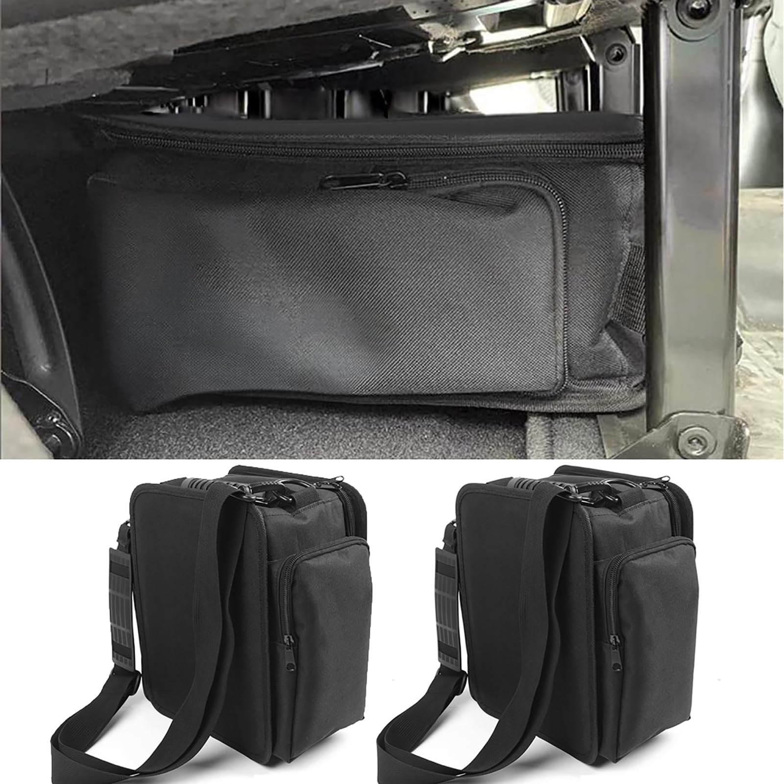 YOCTM For Jeep Wrangler JK JL 2018-2025 Under Seat Storage Organizer - 2-Pack Car Rear Seat Bags, Black Oxford Interior Accessories