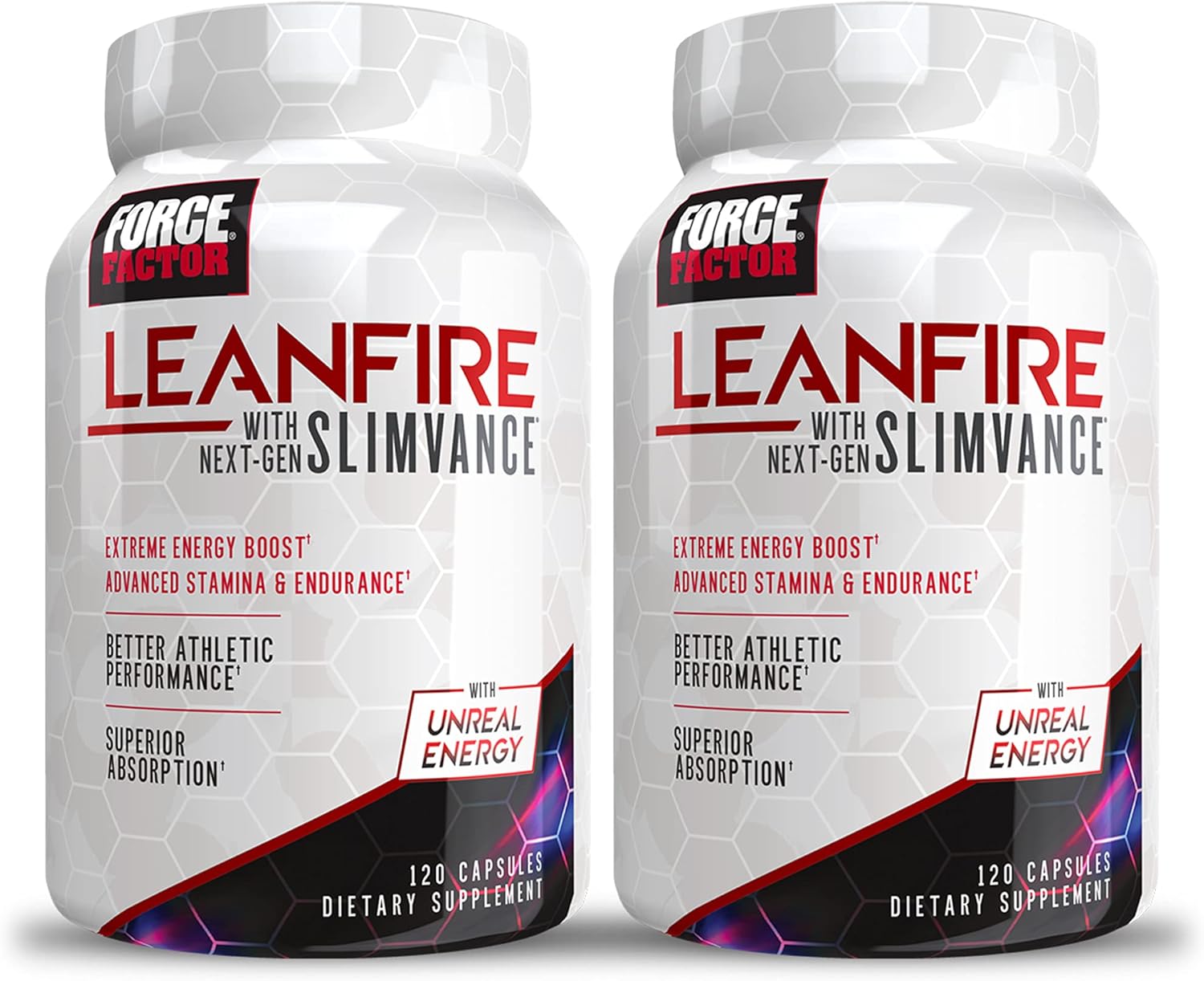 FORCE FACTOR LeanFire with Next-Gen SLIMVANCE, 2-Pack, Advanced Energy Pills with B Vitamins and Caffeine to Boost Metabolism, Enhance Focus, and Improve Workout & Fitness Performance, 240 Capsules 120 Count (Pack of 2) ( Best By 02/2025)