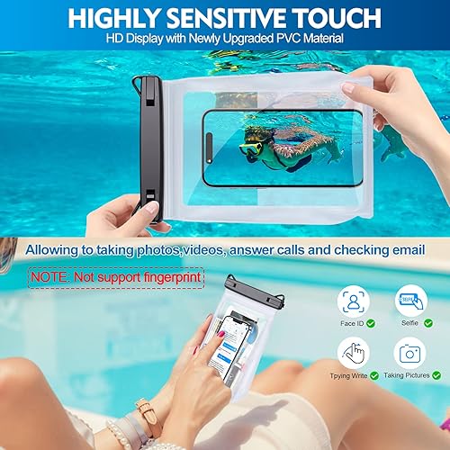 Miniatura 5 de Paquete de 3 bolsas grandes flotantes impermeables para teléfono sellos dobles, funda seca para teléfono celular para iPhone Galaxy Google, bolsa