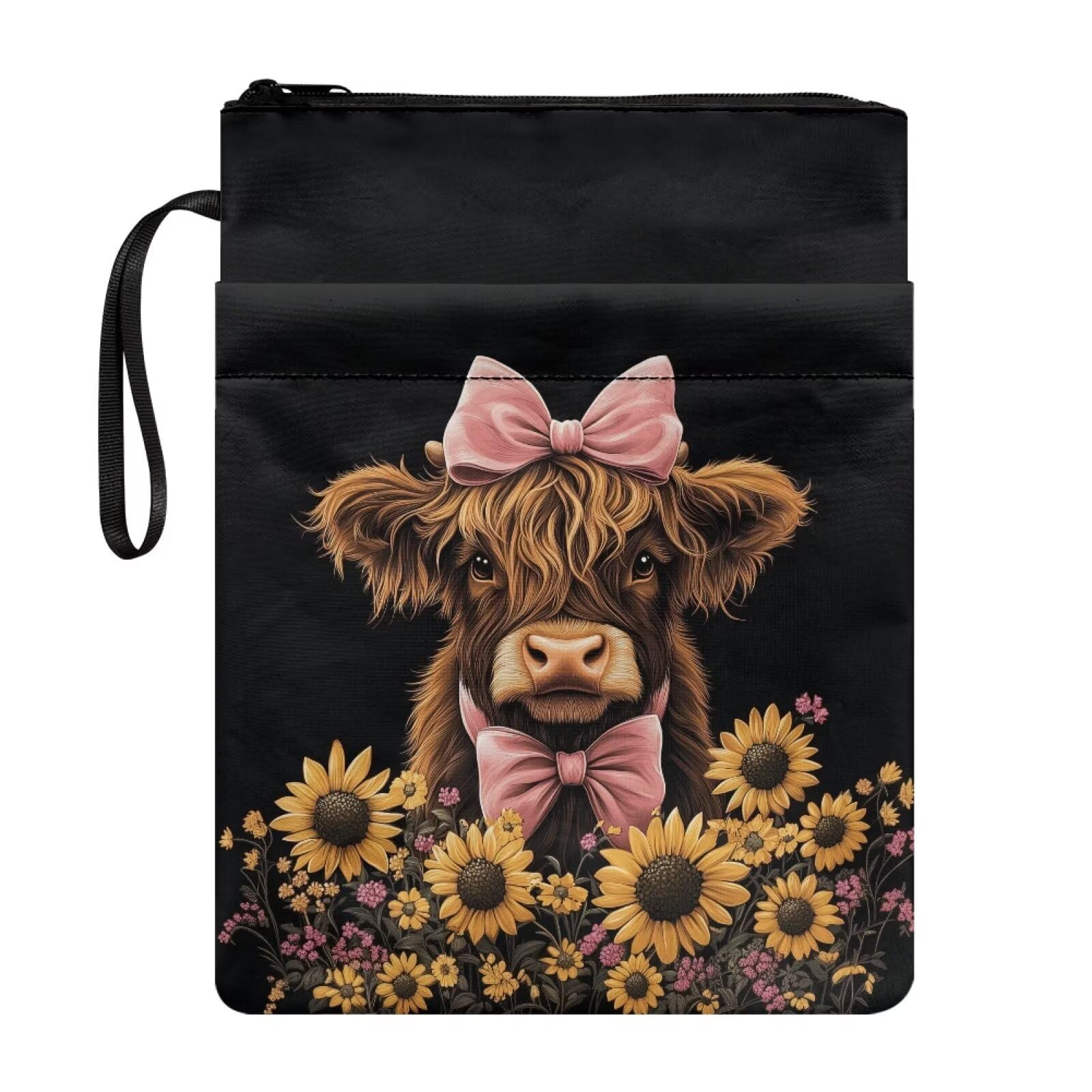 UOIMAG Highland Cow Book Pouch for Girls Secondary School Book Sleeve for Women Cute Lightweight