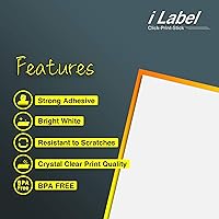 Vista 4 de 8.5" x 11" Full Sheet Label Sticker Paper for Laser & Inkjet Printers [100 Sheets,100 Labels]