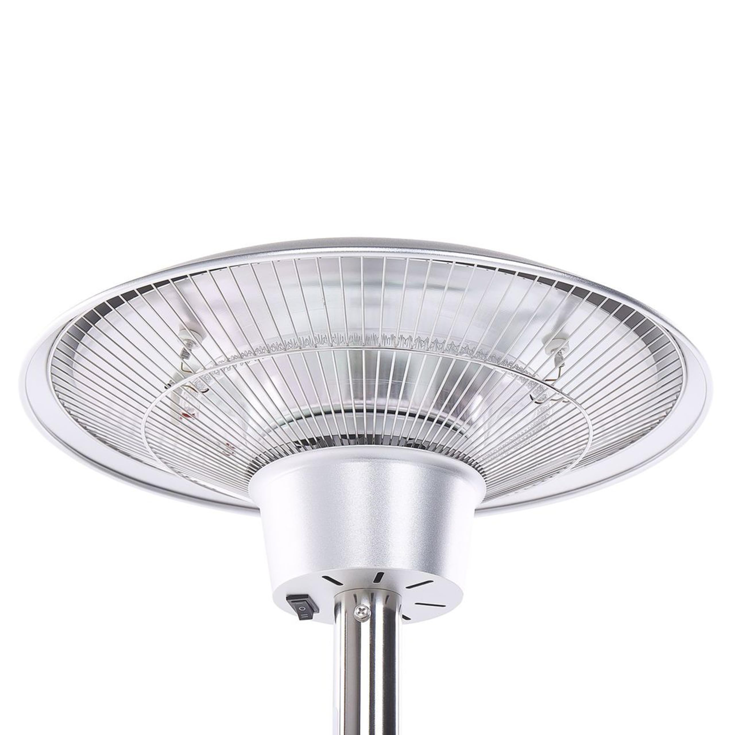 Stufa elettrica a fungo da giardino in alluminio color argento