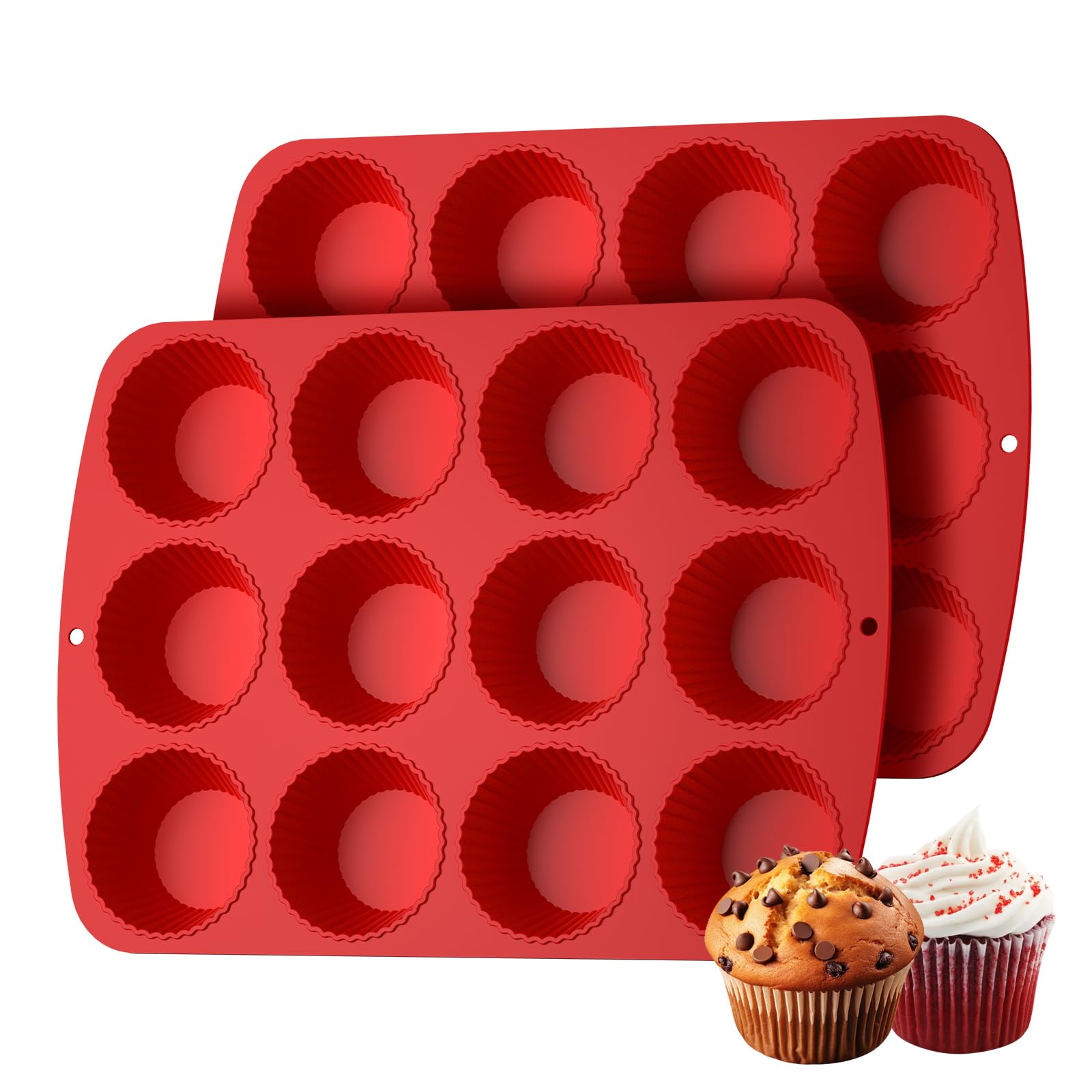 12 Pirottini Per Muffin In Silicone Riutilizzabili, Antiaderenti, Senza BPA (7.5 X 4 Cm) - Per Cupcake, Forno E Microonde - 2
