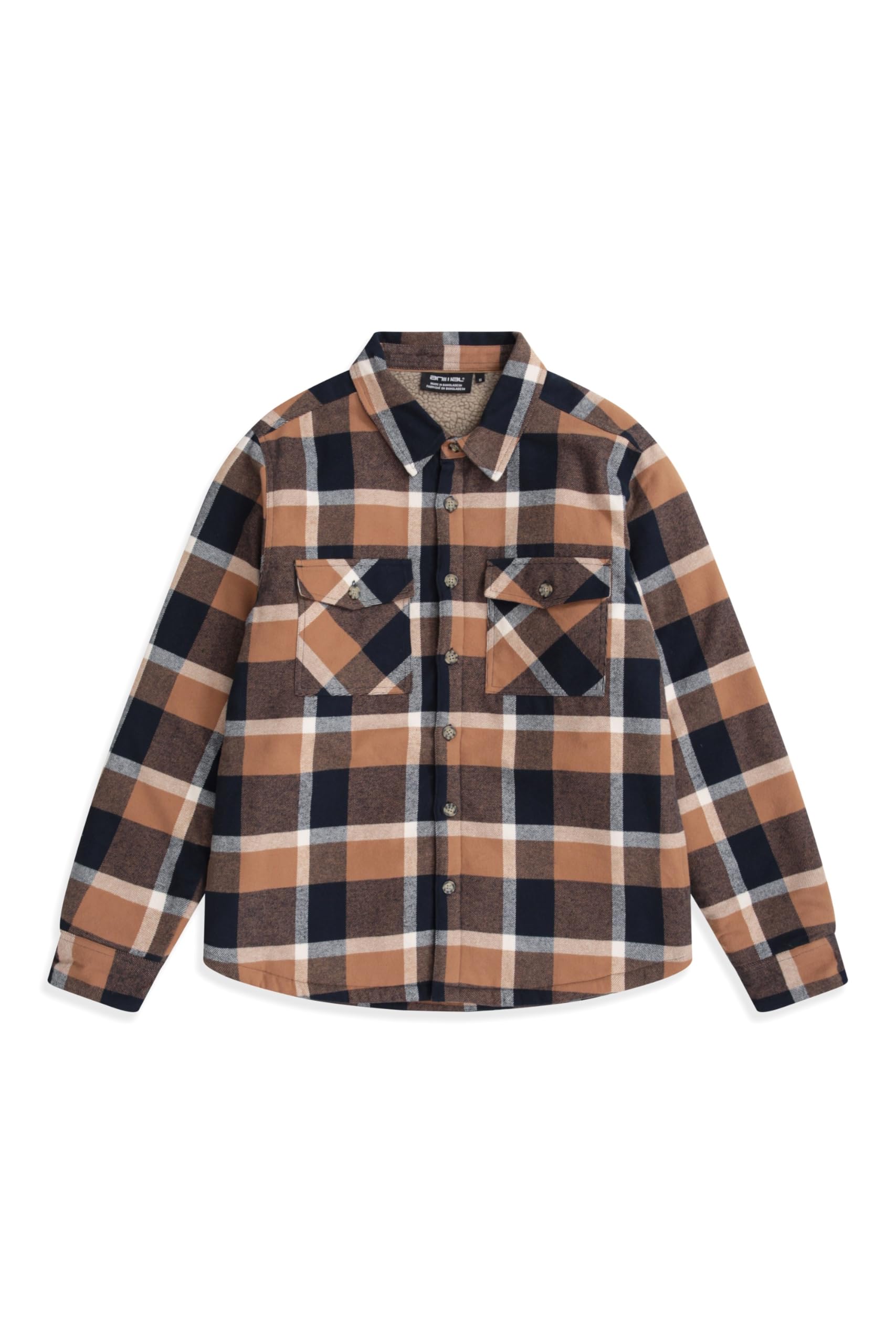 Animal Men's Checked Shirt - Fleece Lined - Mustard - 2XL