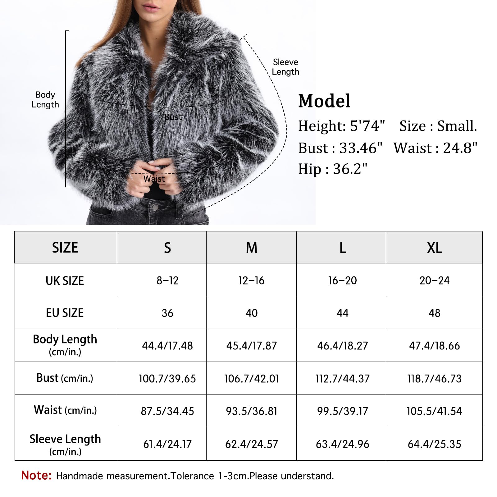 Amazhiyu Cappotto di pelliccia da donna in pelliccia sintetica, cappotto in pelliccia sintetica, giacca in pelliccia, giacca corta, giacca invernale, cappotto, colletto aperto con tasche
