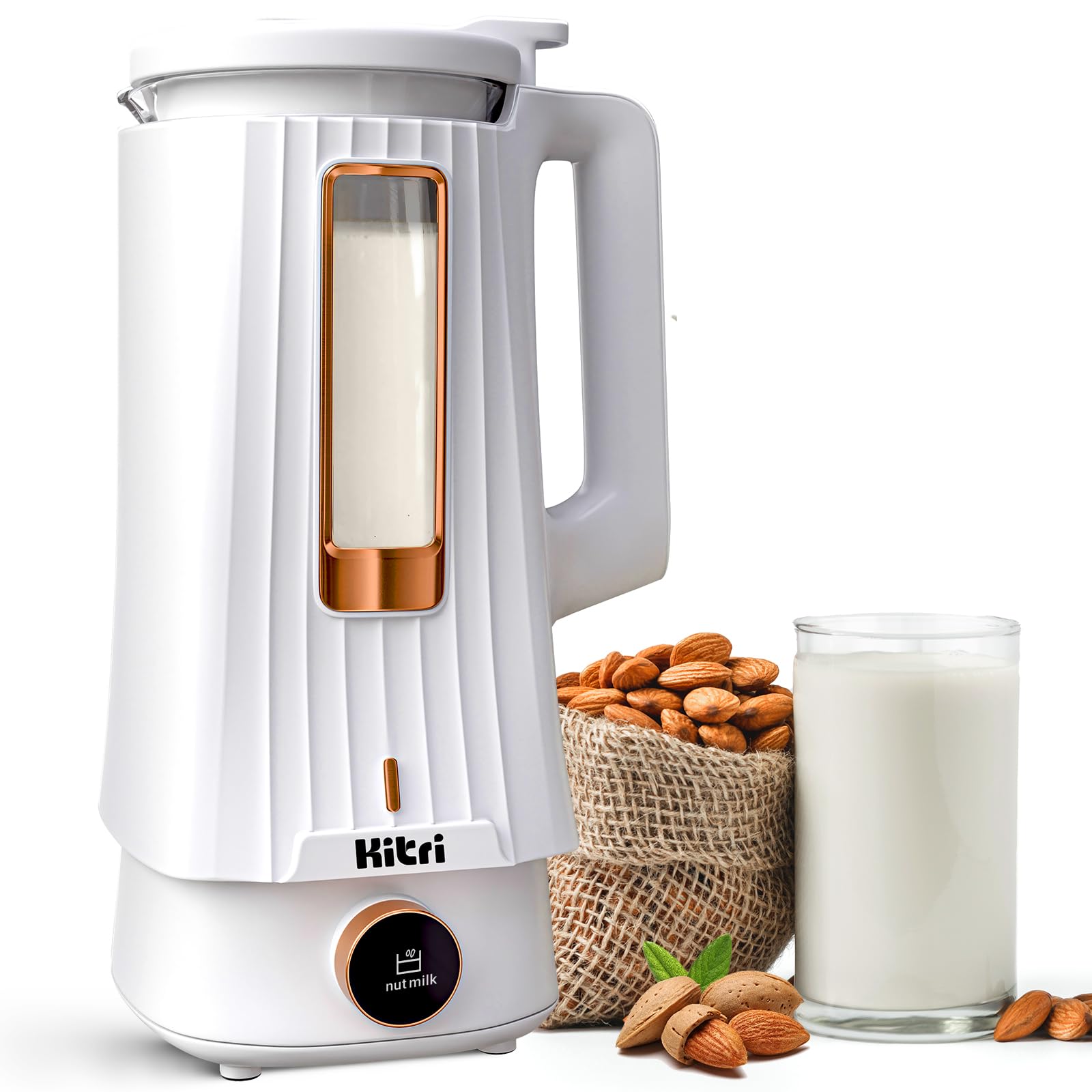 KITRI Self-Cleaning Nut Milk Maker (20oz) - Automatic 9-in-1 Detachable Soy Milk Maker Machine for Homemade Plant Based Milk, Dairy free Beverages, Almond, Oat, Etc. (Delay start and Open lid memory)