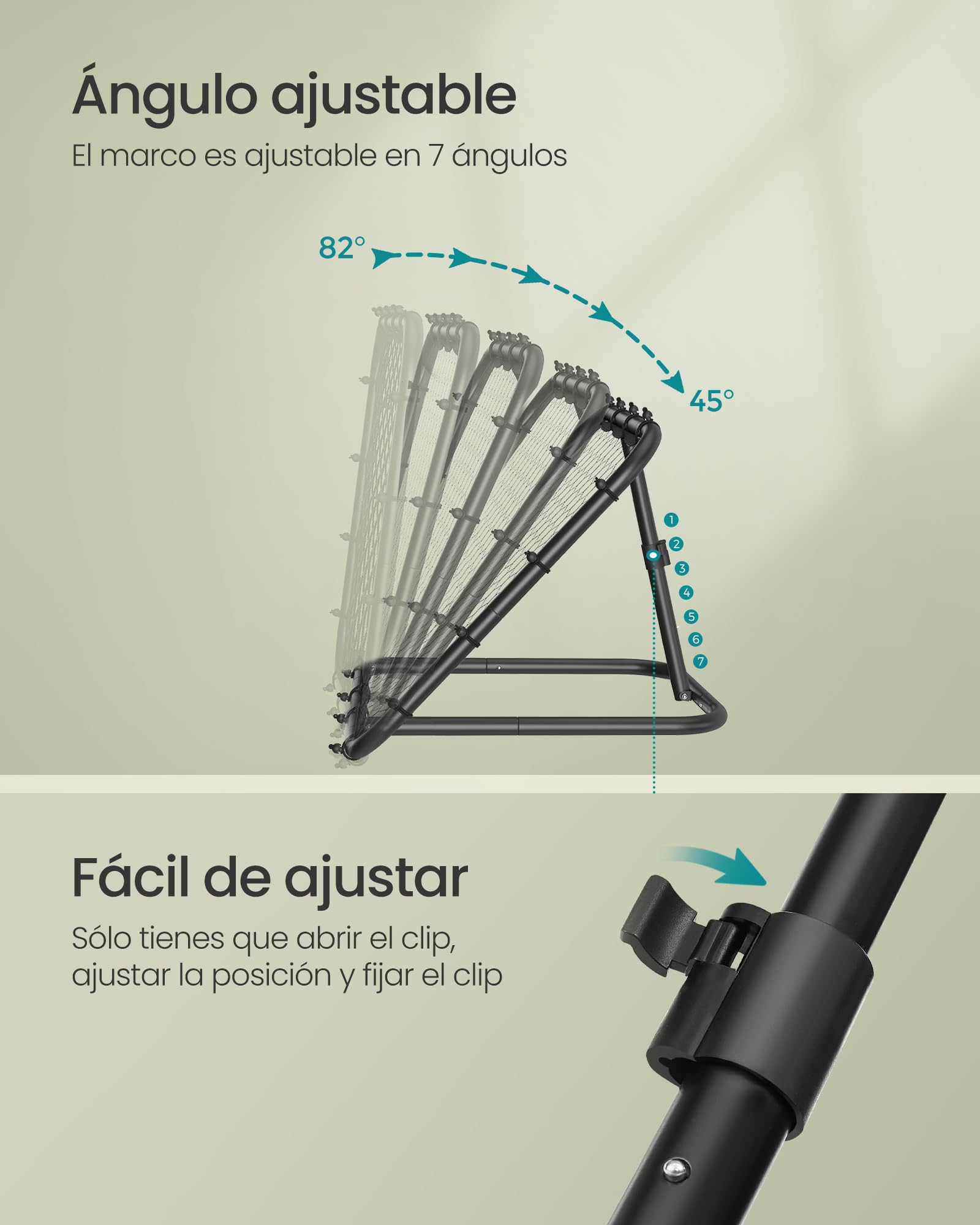 SONGMICS Rebotador de Fútbol Portería para Niños Portátil Marco de Acero Ángulo Ajustable Negro