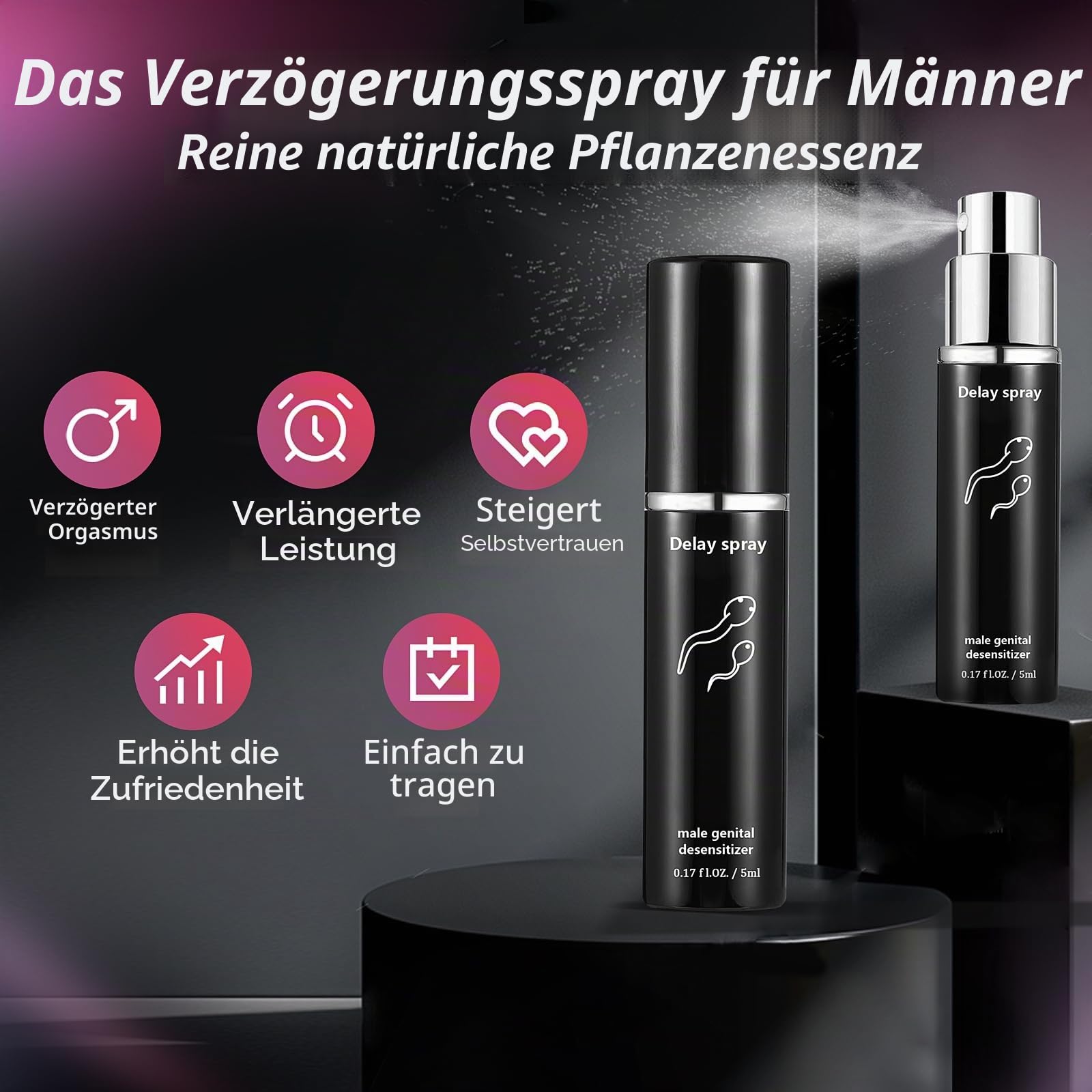 Verzögerungsspray für-Männer neueste-Formel kraftvoller Desensibilisator für Männer verlängert die Zeit des Mannes im Bett männliches Desensibilisierendes 0,17 fl.oz
