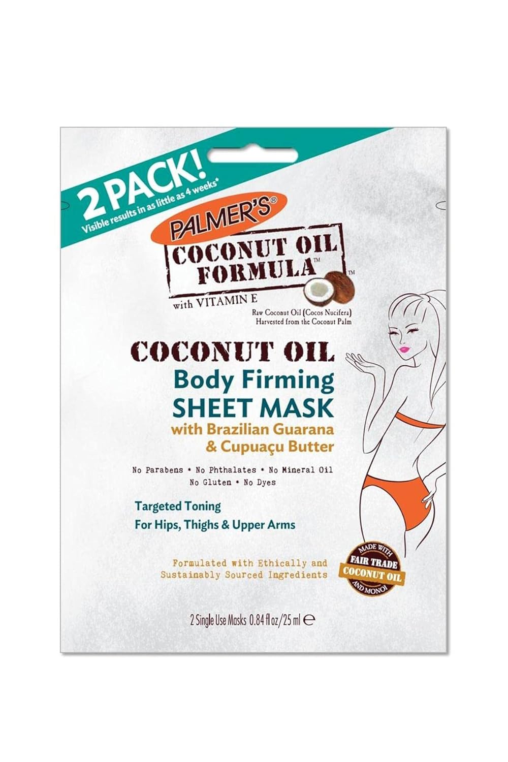 Palmer’s Coconut Oil Formula Body Firming Sheet Mask, 0.84 Ounce (Pack of 2)