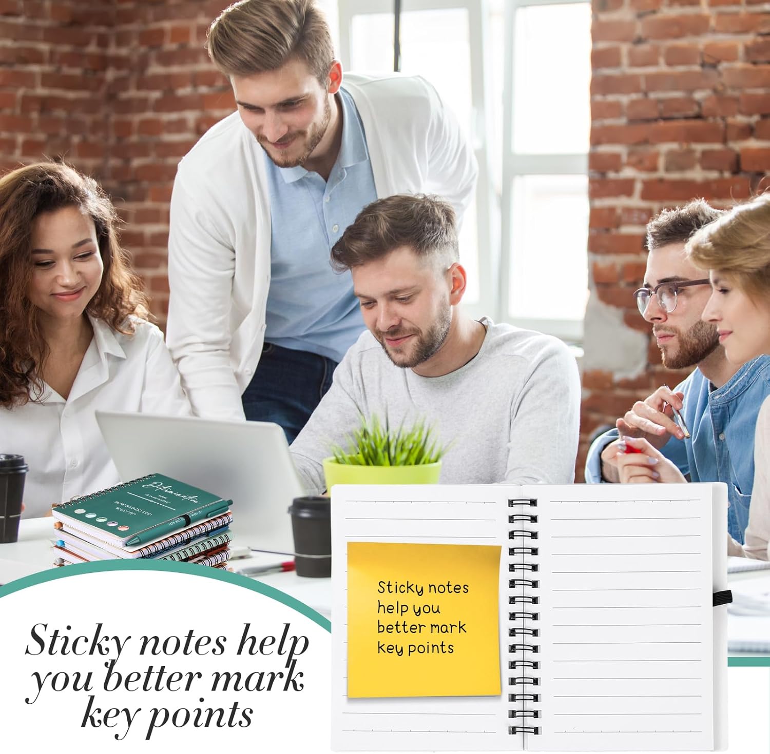 TecUnite 40 Pcs Motivational Spiral Notebooks with Sticky Notes Pen Inspirational Journals Bulk Employee Appreciation Gift for Team Coworker Staff Bulk Gift for Teacher School Nurse (Bright)