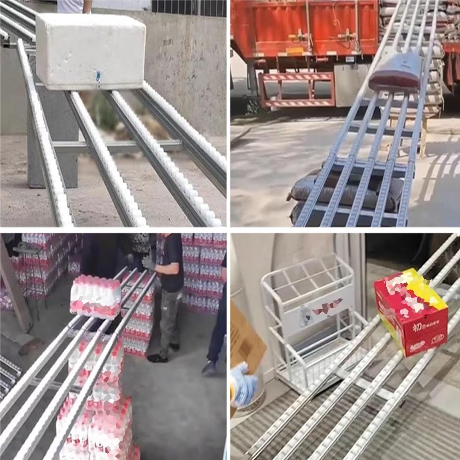 Transportador ligero con polea de patinaje de plástico ABS, riel transportador de bastidor empalmable, sistema de descarga de estante de acero inoxidable para almacenes fábricas