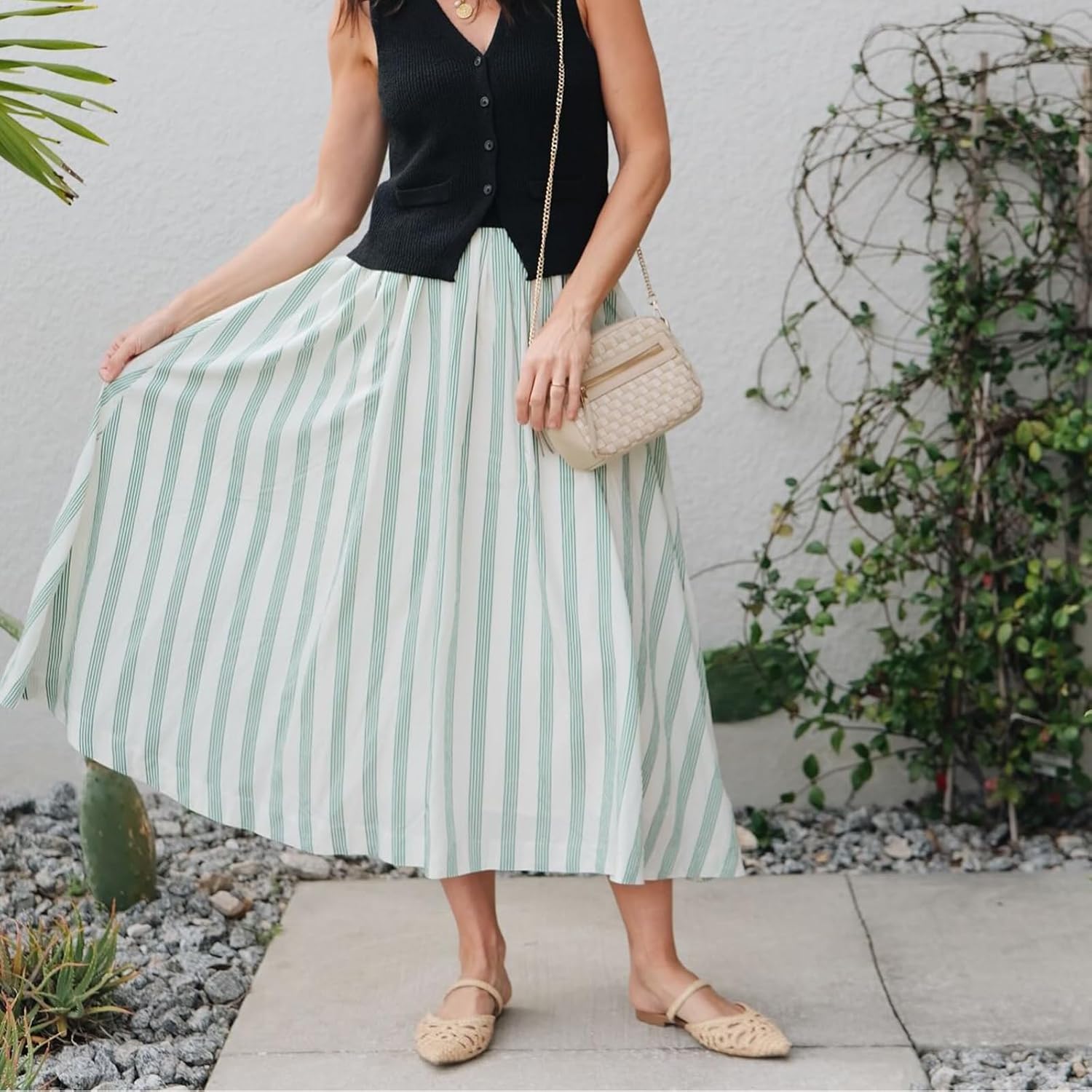 Mesh Mules for Women Comfy Raffia Woven Strap Closed Pointed Toe Mule Flats Casual Slip on Dress Slides Flats - Image 3