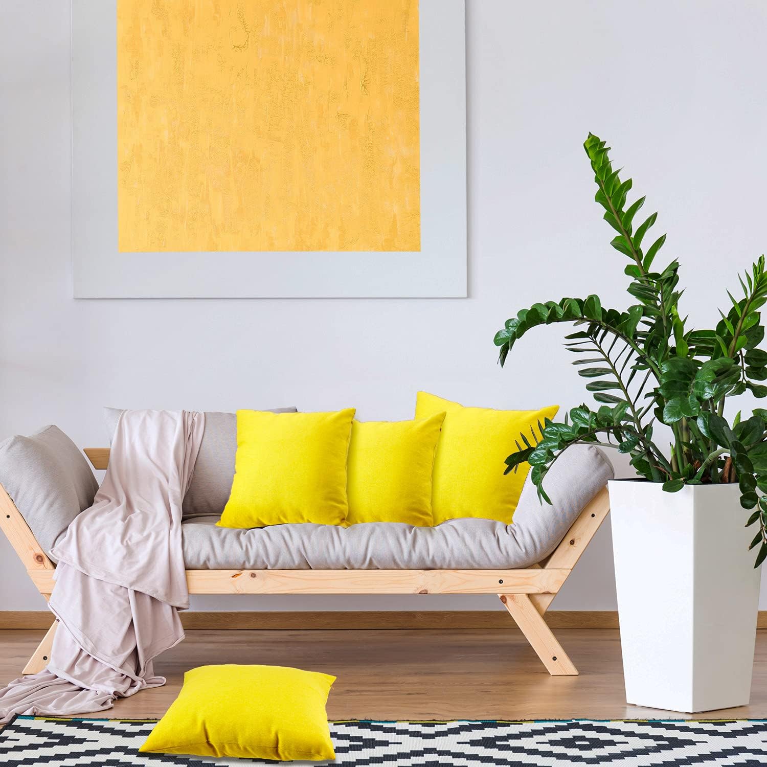 Patelai 2 Pack 18x18 Inch Waterproof Outdoor Throw Pillow Covers - PU Coated Valentine's Day, Winter Decor for Patio, Sofa, Couch, Garden Furniture(Yellow) - Image 6