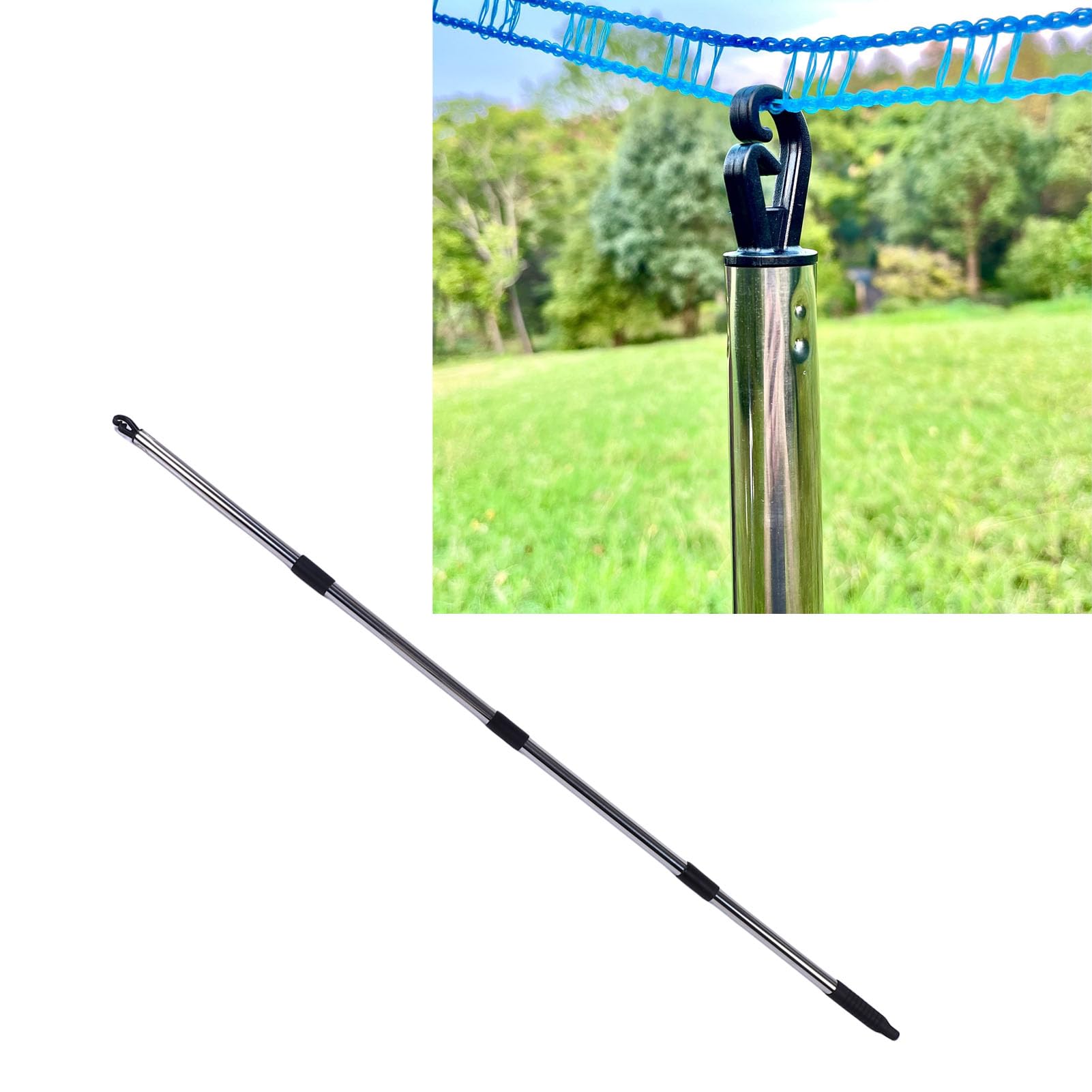 Soporte para Tendedero Telescópico para Exteriores, Poste de Alcance para Percha de Armario Ajustable de Acero Inoxidable de 75 a 250 Cm, Poste de Soporte para Tendedero