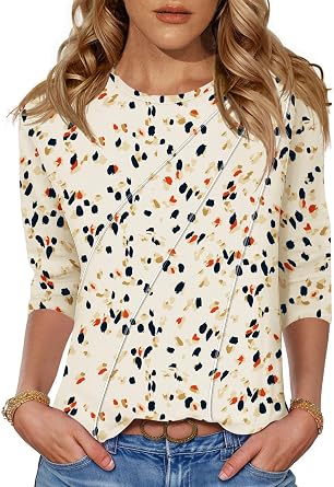 Kistore Summer 3/4 Length Sleeve Shirts for Women Fashion 2026