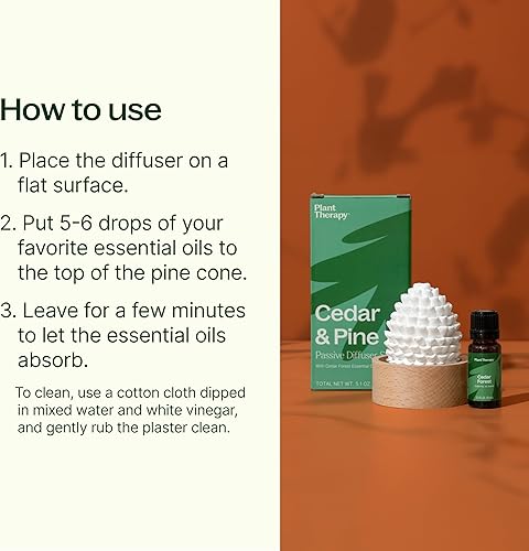 Miniatura 2 de Plant Therapy Juego de difusor pasivo de cedro y pino para aceites esenciales con mezcla de aceites esenciales de bosque de cedro, 0.3 fl oz (13 oz)