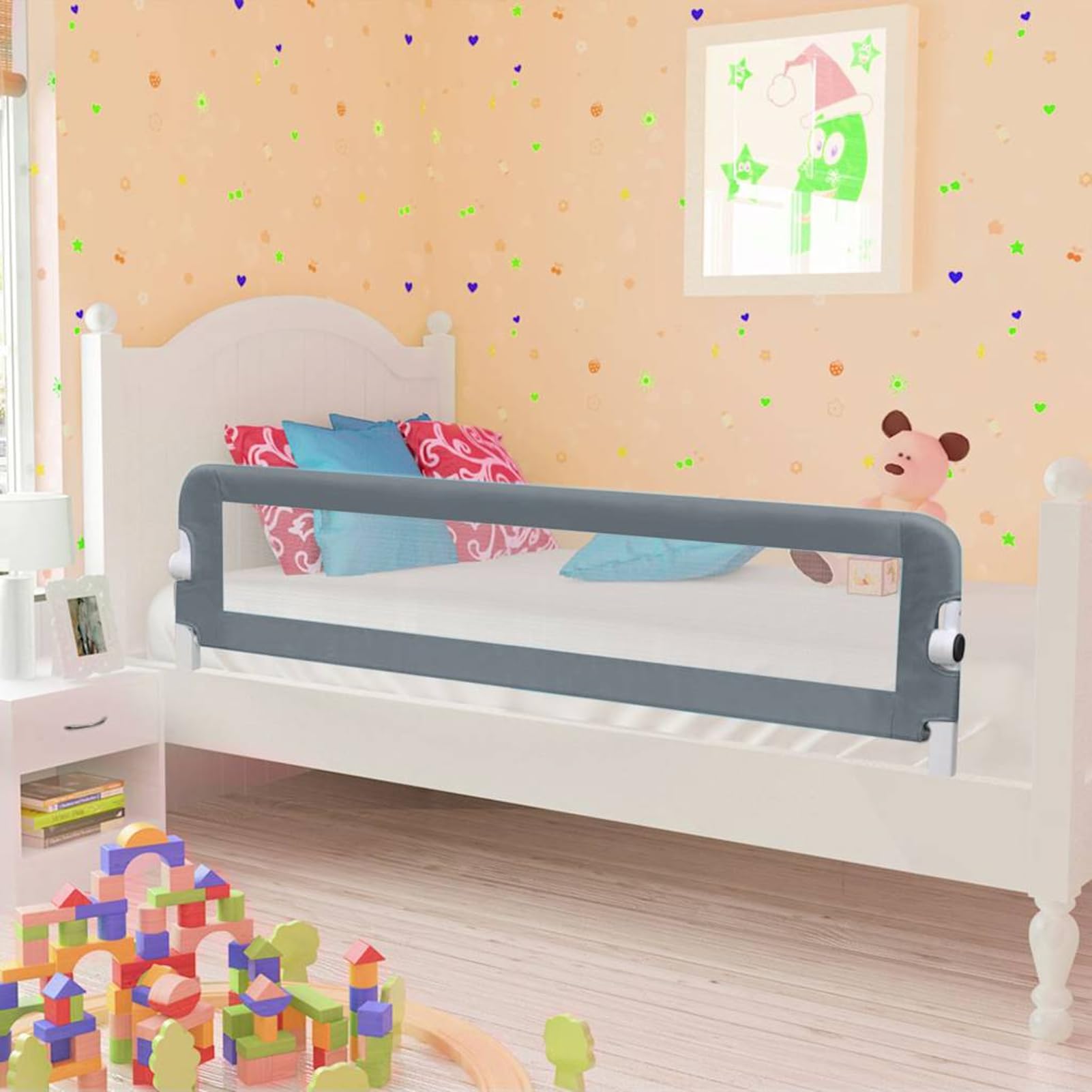 Gecheer Bettlaken 60 x 120 cm, Spannbettlaken für Babys, 60 x 120 cm, Bettgitter für Kinder, grau, 150 x 42 cm, Polyester