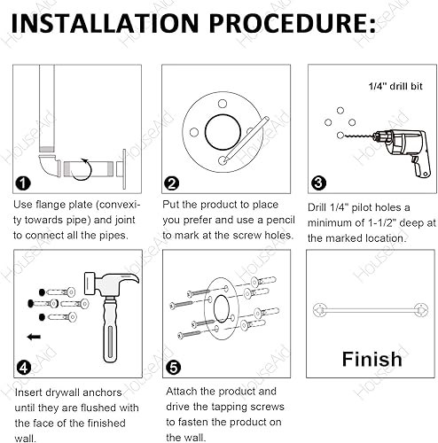 Miniatura 6 de HouseAid Toallero industrial de 18 pulgadas, toallero rústico de granja, barra de toalla de estilo vintage para baño, montaje en pared, negro mate