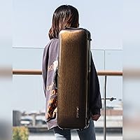 Vista 1 de Funda para violín Christina tamaño completo 4/4 de fibra de carbono de alta resistencia rectangular con candado de combinación y bolsa extra. Dorado