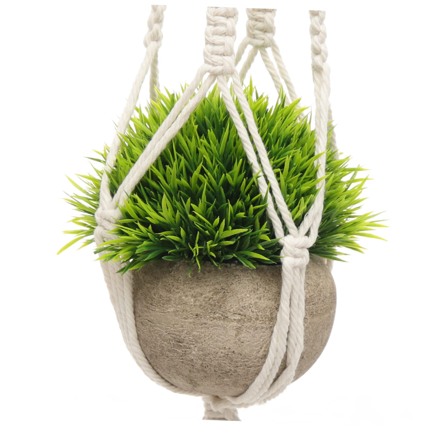 BESTonZON 4 Stück Makramee Blumenampeln aus Baumwollseil mit Edelstahls Haken Dekorative Hängende Blumentopfhalter für Wand und Garten Gewebte Pflanzenhänger im Boho Stil