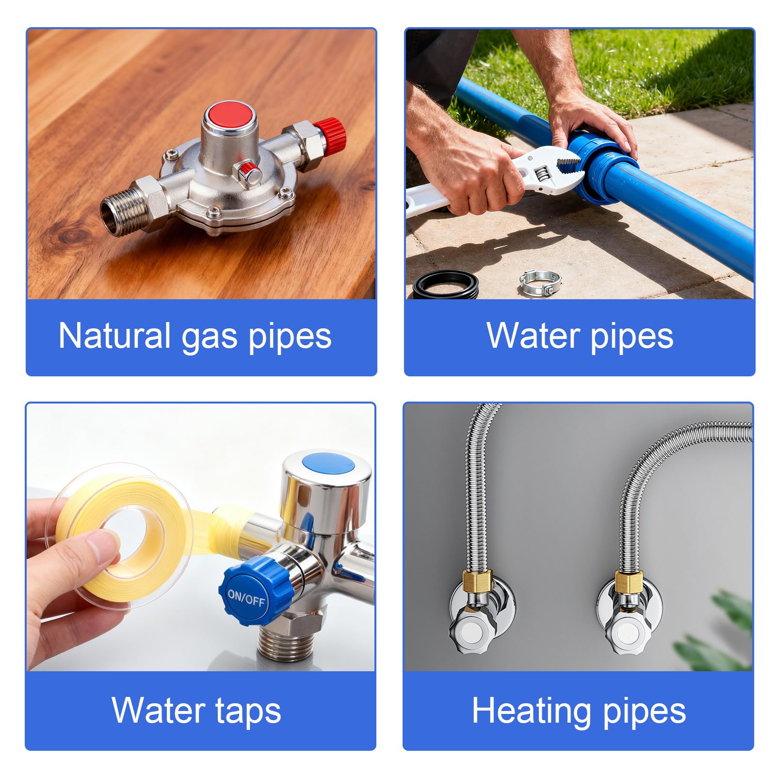 10 Pezzi Nastro Sigillante Impermeabile per Gas e Acqua, 18 mm X 0,2 mm X 20 m PTEF Teflon Idraulico con Scatola, Intervallo Di Temperatura Da -190 °C A 260 °C, Giallo