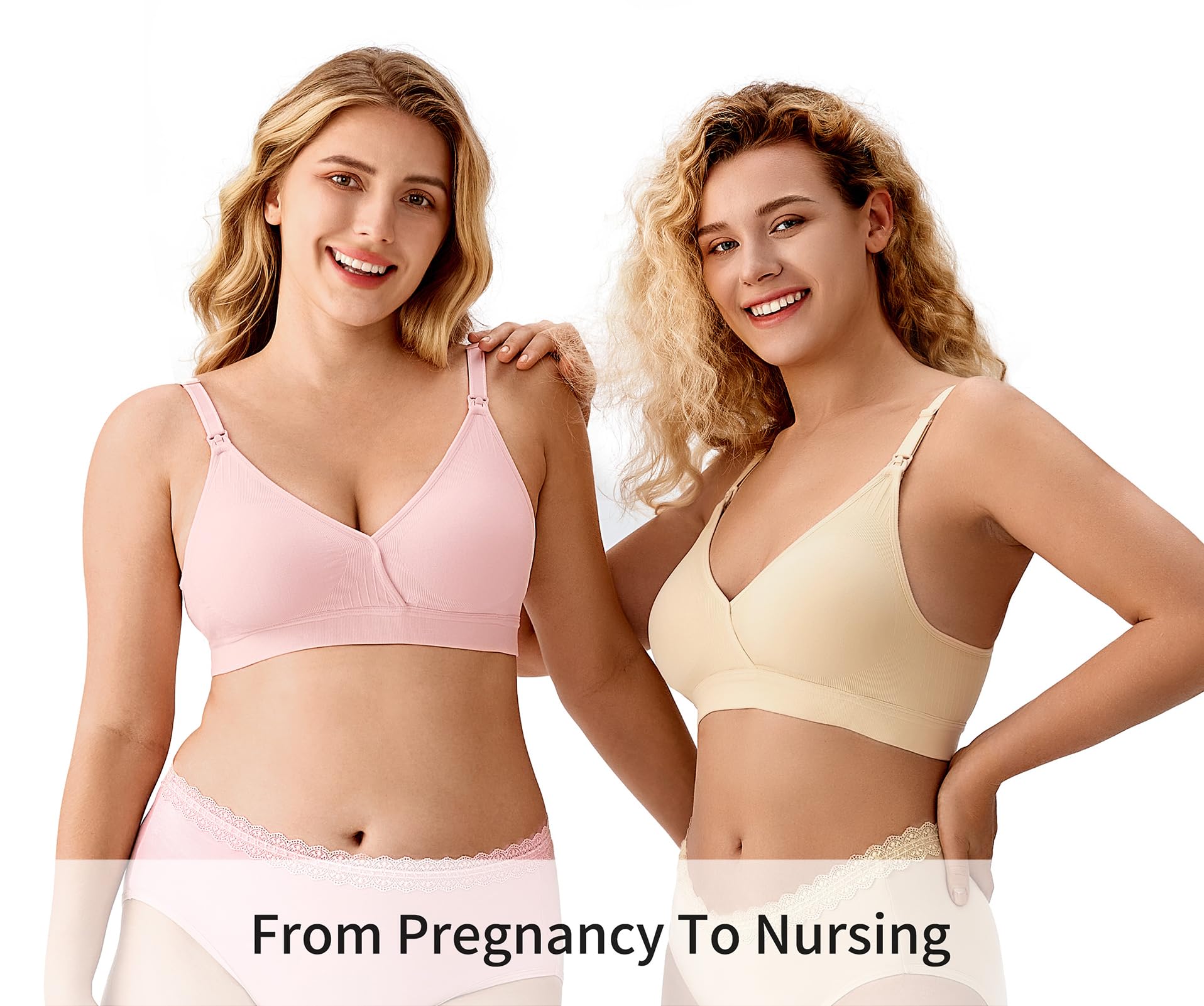 HBselect Lot de 2 Soutiens-Gorge d'allaitement sans Coutures avec Extensions de Soutien-Gorge supplémentaires pour l'allaitement et Le Sommeil sans Armatures pour Femme, S