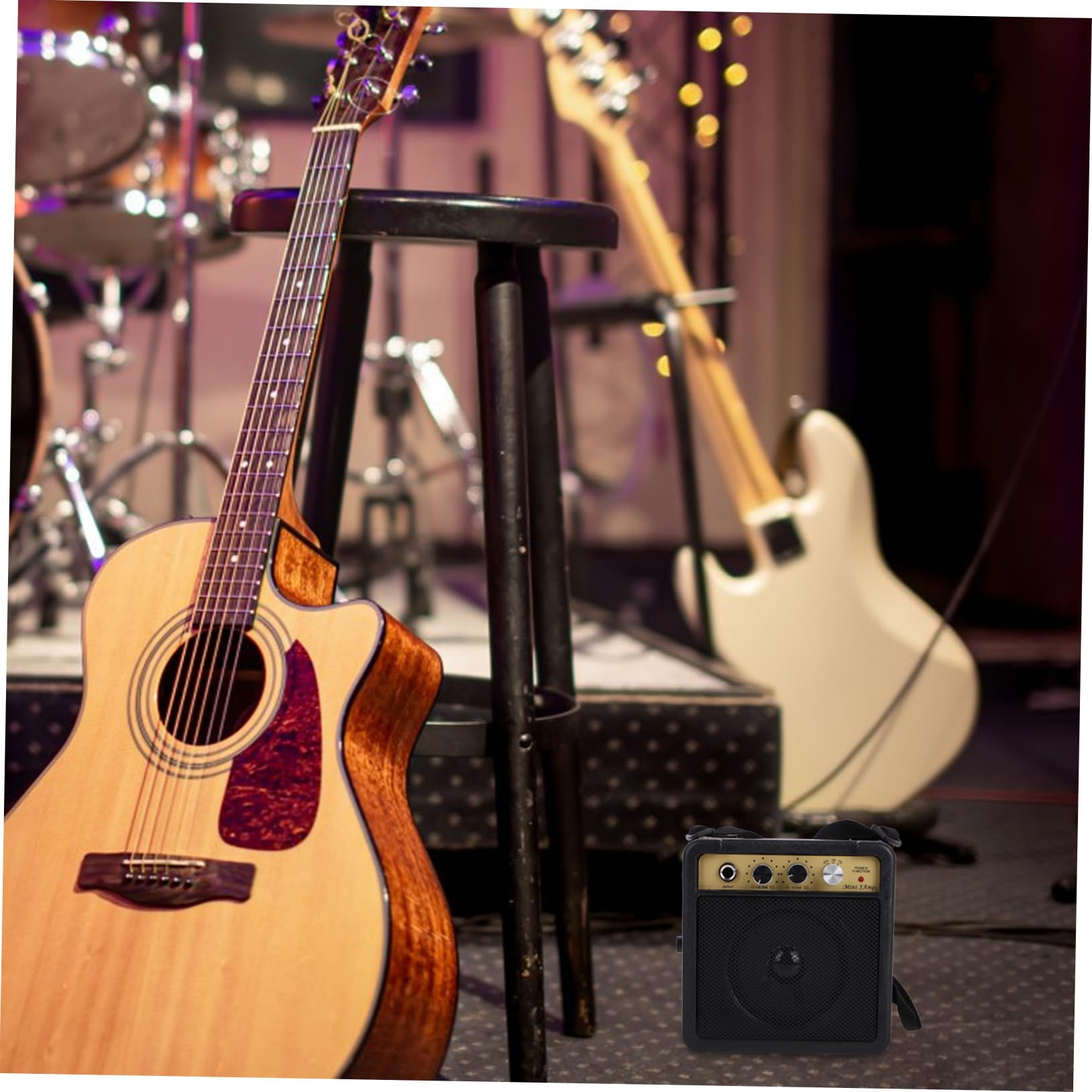 Operitacx Altavoz De Guitarra Eléctrica Mini Amplificador De Portátil para Práctica Cable De Audio y Adaptador para Guitarra Eléctrica y Acústica