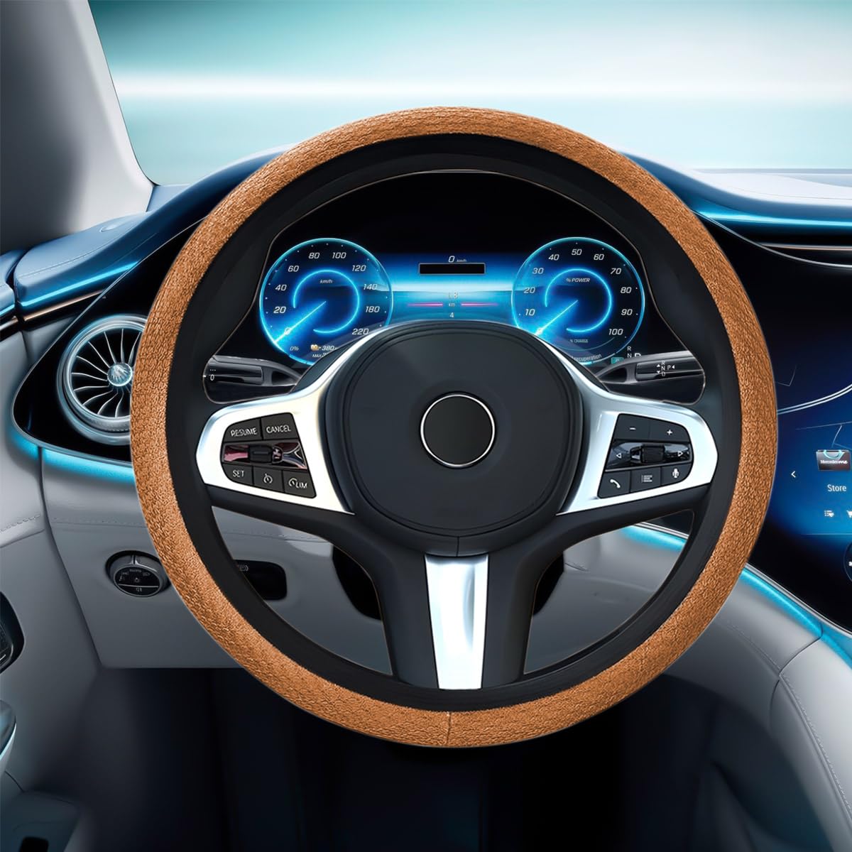 BESULEN Elastic Stretch Car Steering Wheel Cover 15 Inch Anti Slip Breathable Ice Silk Auto Steering Wheel Wrap Guard Comfortable Vehicle Interior Accessories Universal For Suv Rv Truck P 268820524