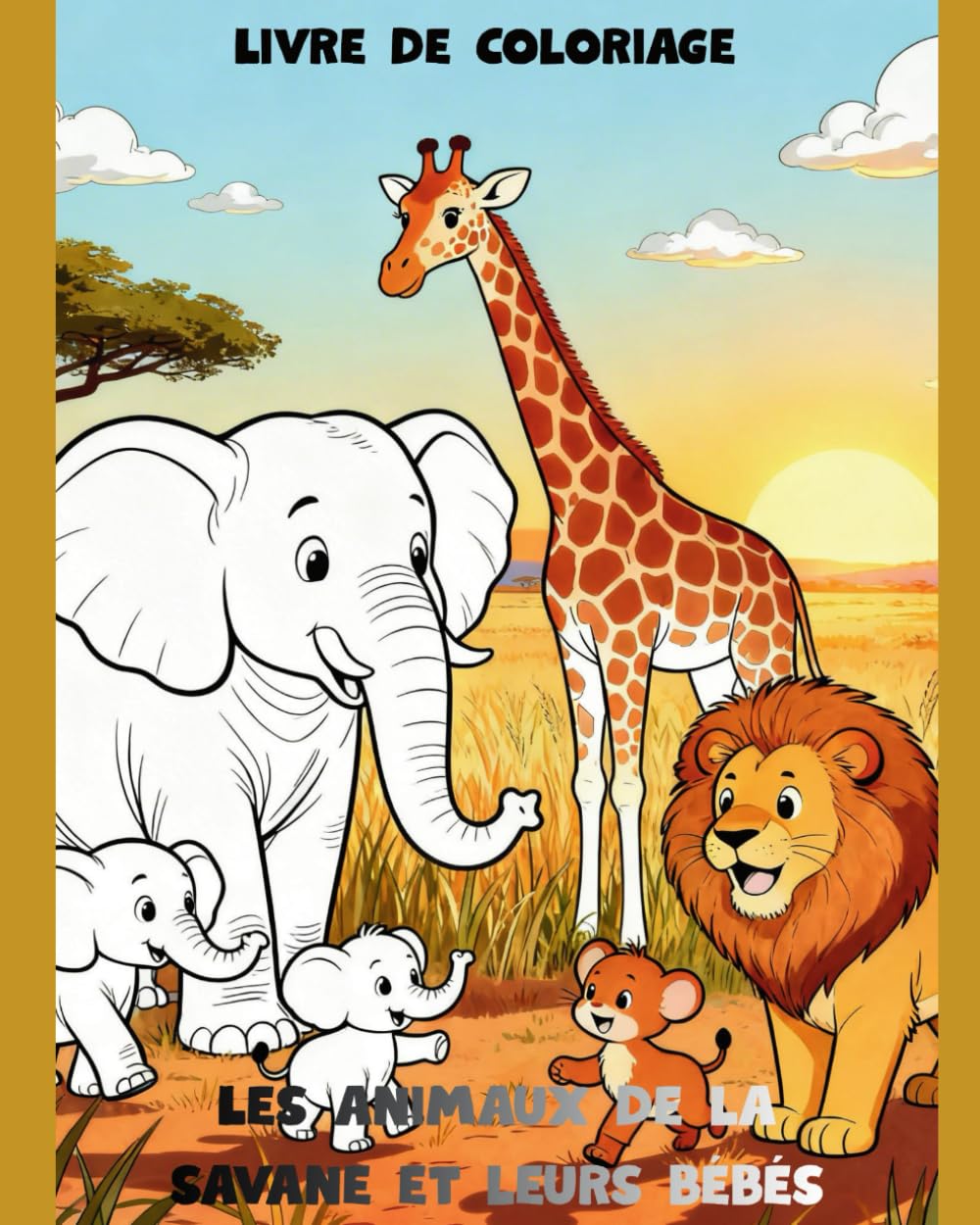 Livre de coloriage « Les animaux de la savane et leurs bébés »