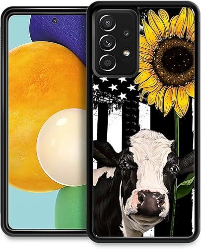Funda compatible con Samsung Galaxy A53 5G, diseño de bandera vectorial de girasol de vaca, diseño increíble a prueba de golpes, antiarañazos,
