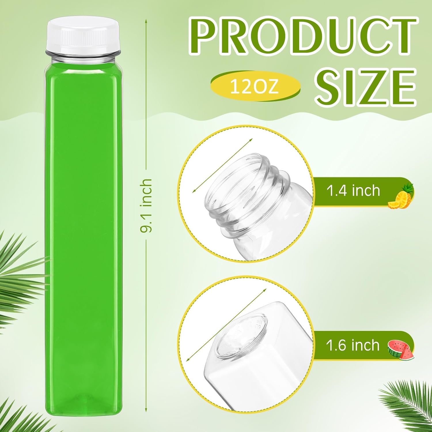 Tanlade 50 Pack Plastic Juice Bottles 12 oz Reusable Empty Clear Containers Portable Water Beverage Bottle Bulk with Tamper Evident Caps for Juicing Drinking Milkshake Smoothie Homemade Drinks (White)