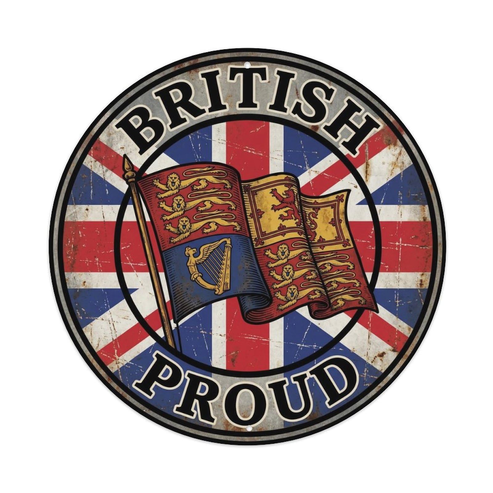 British Proud Banner Heraldry Heritage Emblem Metal Tin Sign