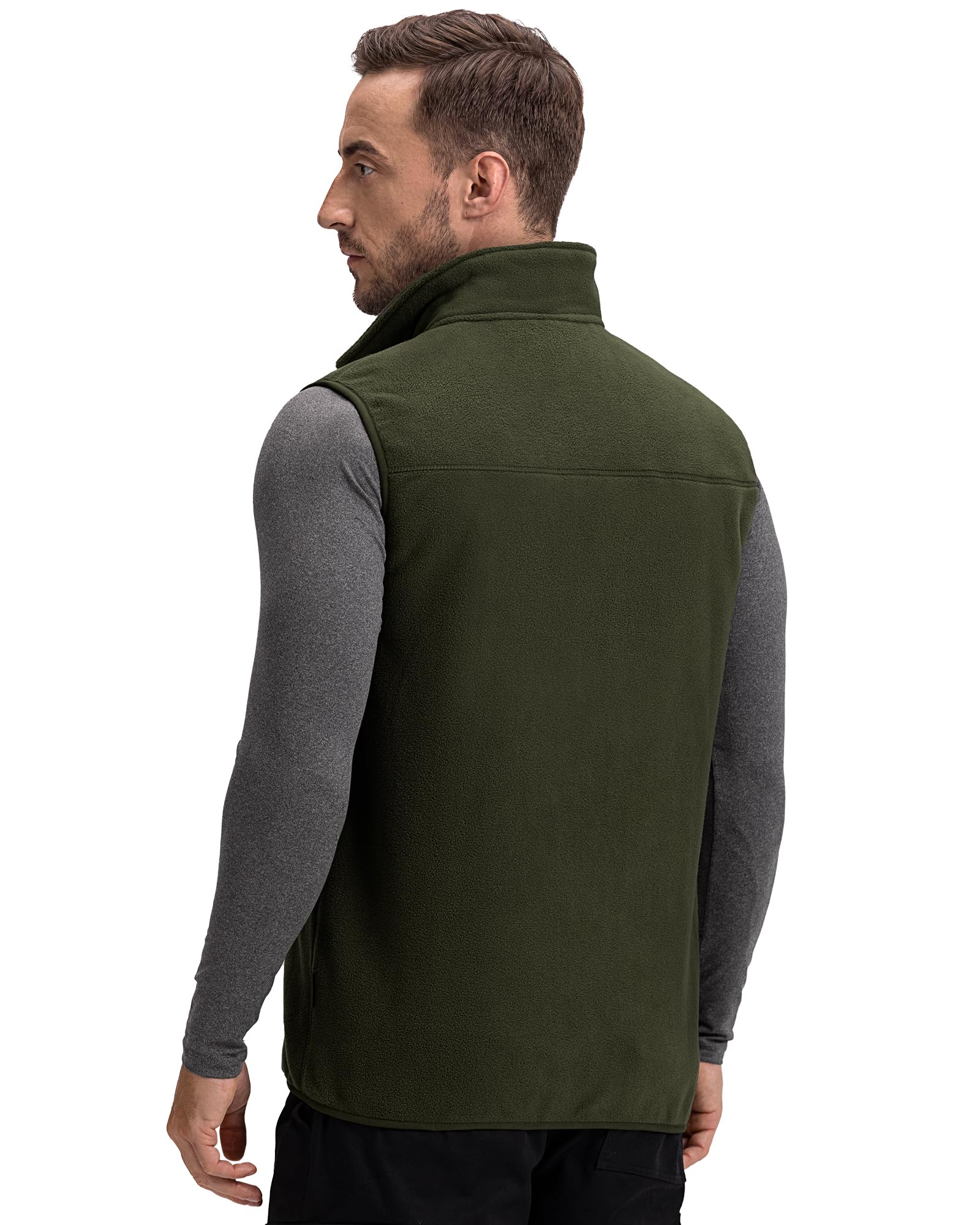 Herren Fleeceweste mit Sherpa-Futter Warme Ärmellose Jacke | Winddichte Thermoweste mit Stehkragen Outdoor Arbeitsweste 5 Taschen Full Zip Bodywarmers für Wandern Radfahren Angeln