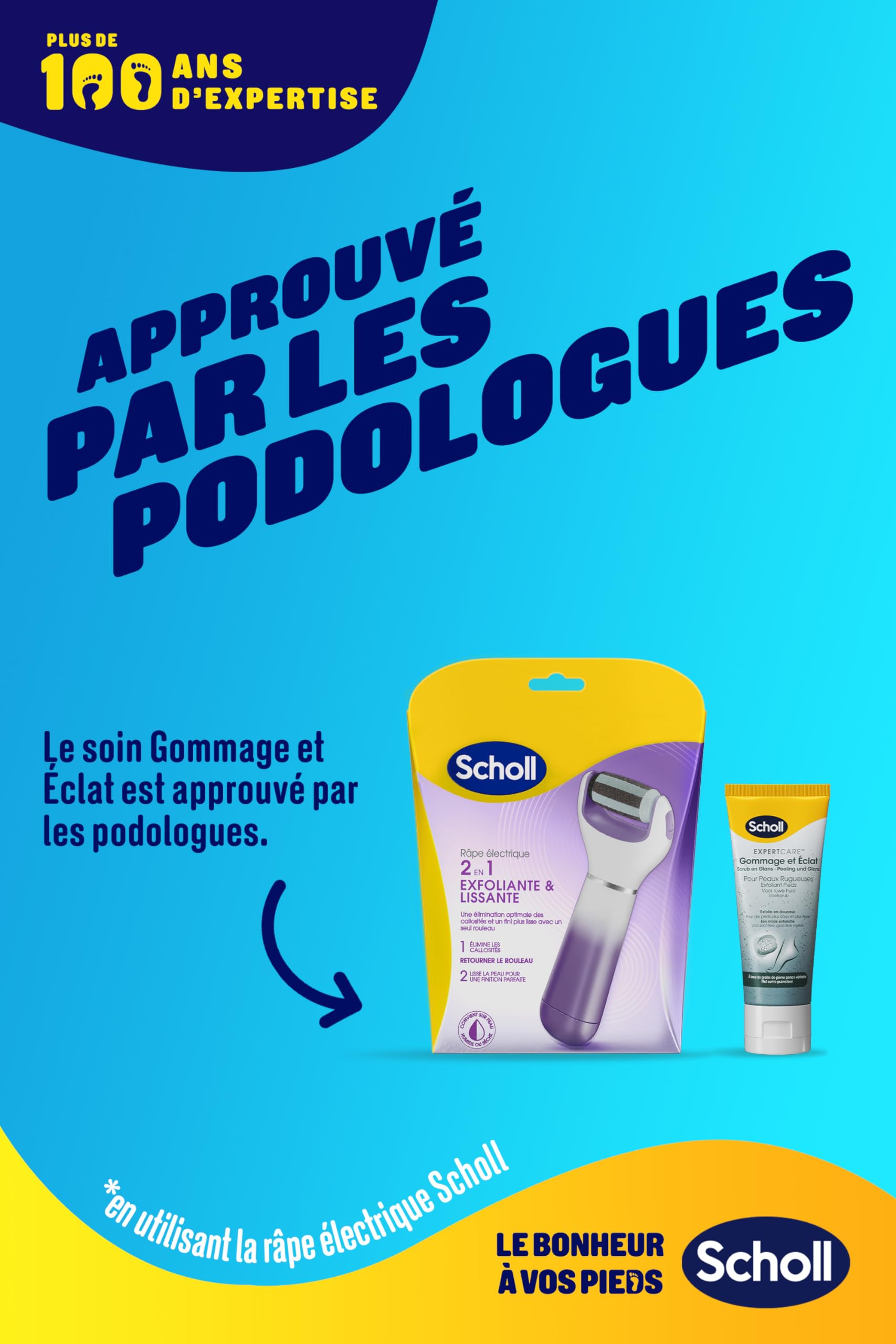 Scholl Krem do stóp Peeling i połysk dla skóry szorstkiej - Złuszczająca pielęgnacja suchych i szorstkich stóp na bazie pumeksu wulkanicznego - 75ml