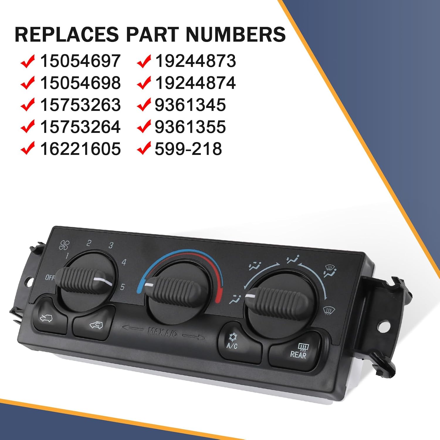 Front A/C Heater Climate Control Module Compatible with 1999-2002 Chevrolet Silverado 1500 2500 GMC Sierra 1500 2500 2001-2002 Chevrolet Silverado 1500 HD 2500 HD Replace# 599-218, 15054697