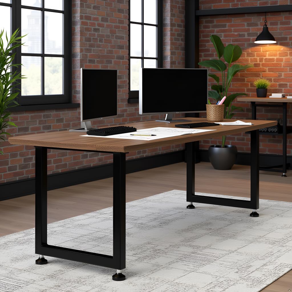 Heavy Duty Metal Table Legs 28x24 Inch, Modern Industrial Steel Square Frame for DIY Dining Table, Kitchen Table Base, Desk, Workstation, Supports 1000lbs, Set of 2 (Black)